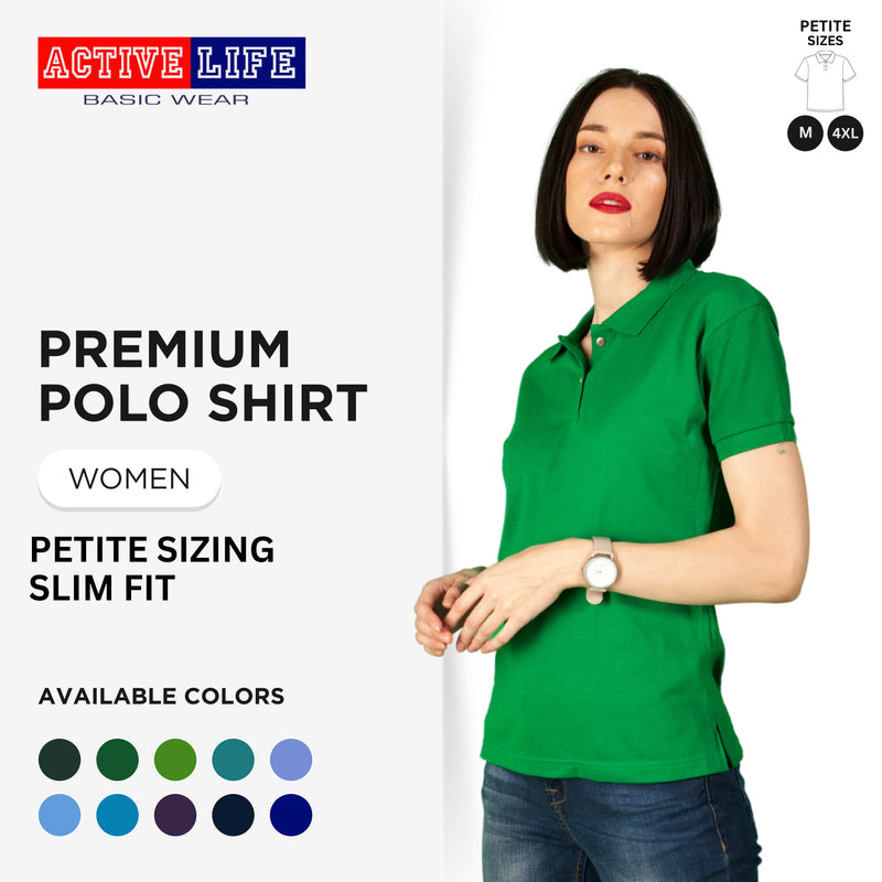 Active Life Ladies Honeycomb Polo Shirt (Petite Fit) Green & Blue Series