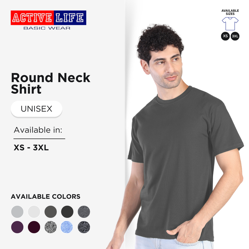 Active Life Unisex Round Neck T-Shirt (Shades of Gray)