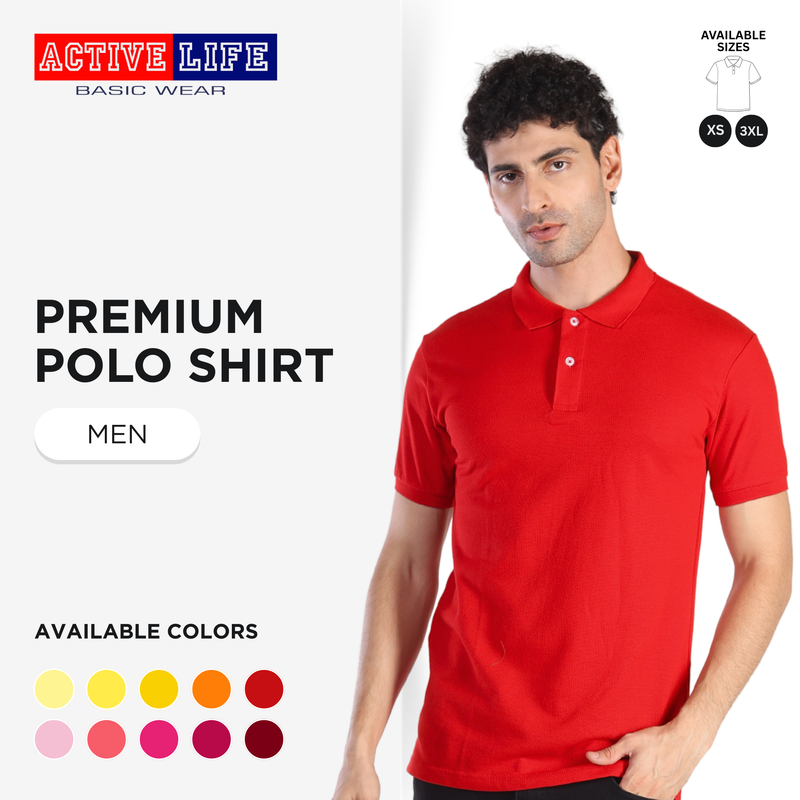 Active Life Men's Honeycomb Polo Shirt (Yellow, Red, and Pink Series)