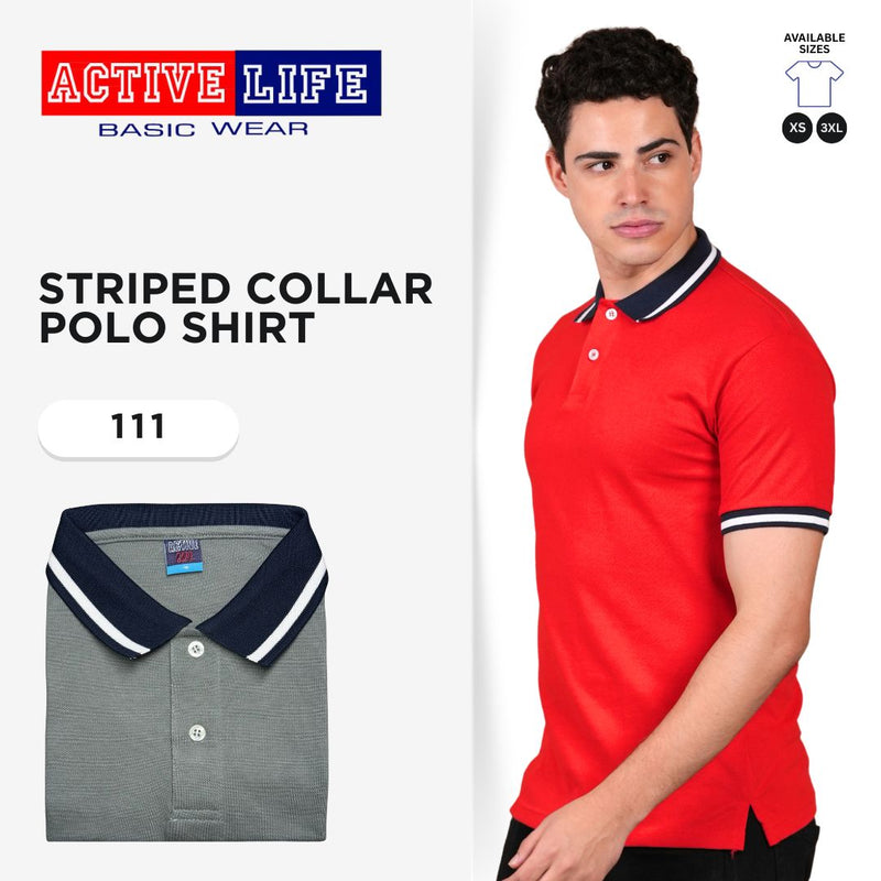 Active Life Striped Collar Polo Shirt