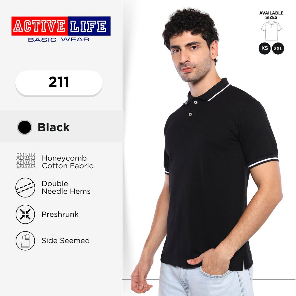 Active Life Striped Polo Shirt Unisex Casual Collared Cotton Tee