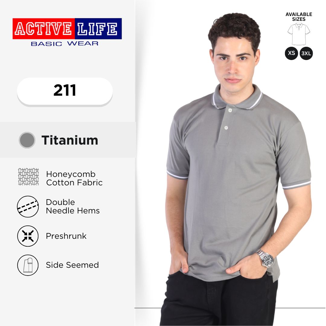 Active Life Striped Polo Shirt Unisex Casual Collared Cotton Tee