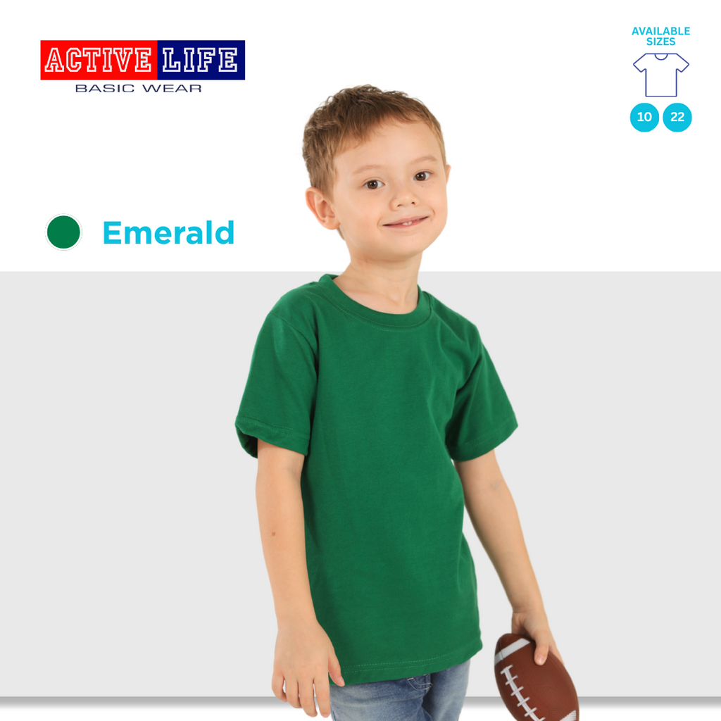 Active Life Kids Round Neck Shirt 14 Colors (Matcha, Mint Green, Lime Green, Apple, and more) Affordable Plain Kids T-Shirt | Soft and Comfortable Shirt for Boys and Girls