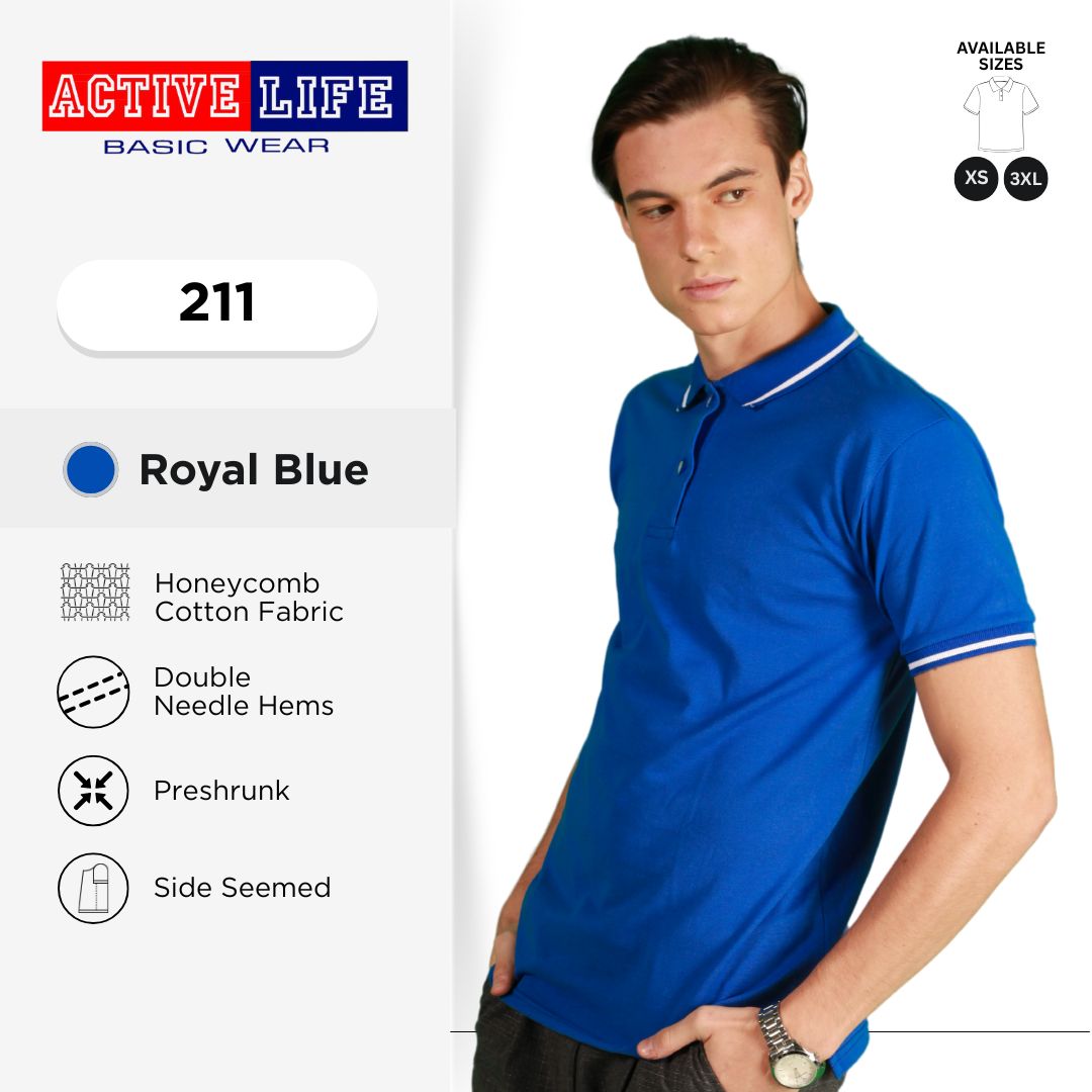 Active Life Striped Polo Shirt Unisex Casual Collared Cotton Tee