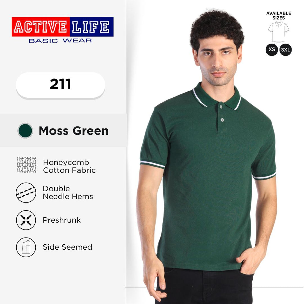Active Life Striped Polo Shirt Unisex Casual Collared Cotton Tee