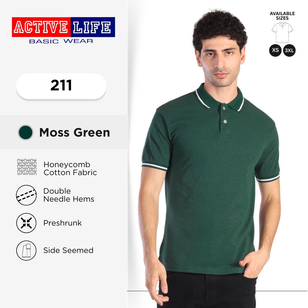 Active Life Striped Polo Shirt Unisex Casual Collared Cotton Tee
