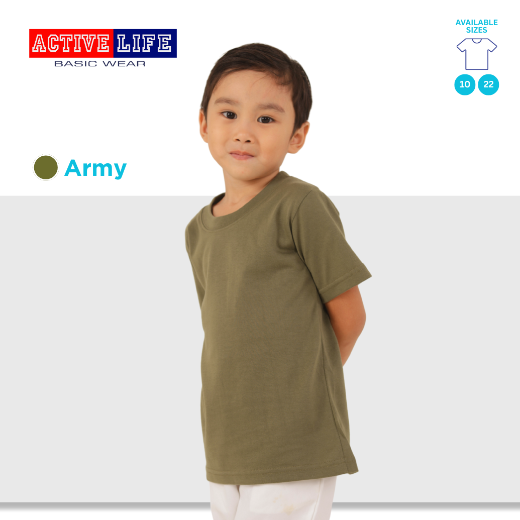 Active Life Kids Round Neck Shirt 14 Colors (Matcha, Mint Green, Lime Green, Apple, and more) Affordable Plain Kids T-Shirt | Soft and Comfortable Shirt for Boys and Girls