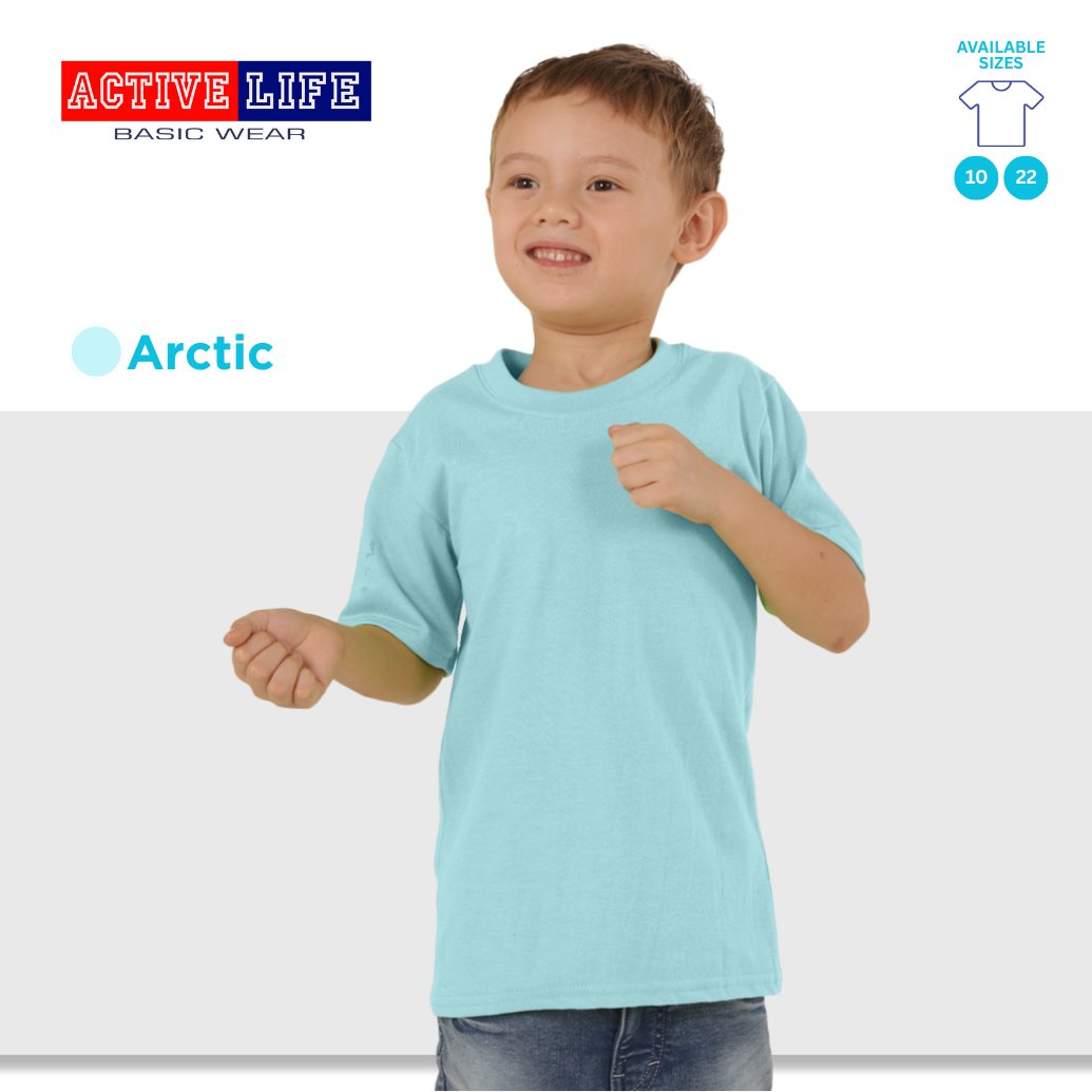 Active Life Kids Round Neck Shirt 14 Colors (Matcha, Mint Green, Lime Green, Apple, and more) Affordable Plain Kids T-Shirt | Soft and Comfortable Shirt for Boys and Girls