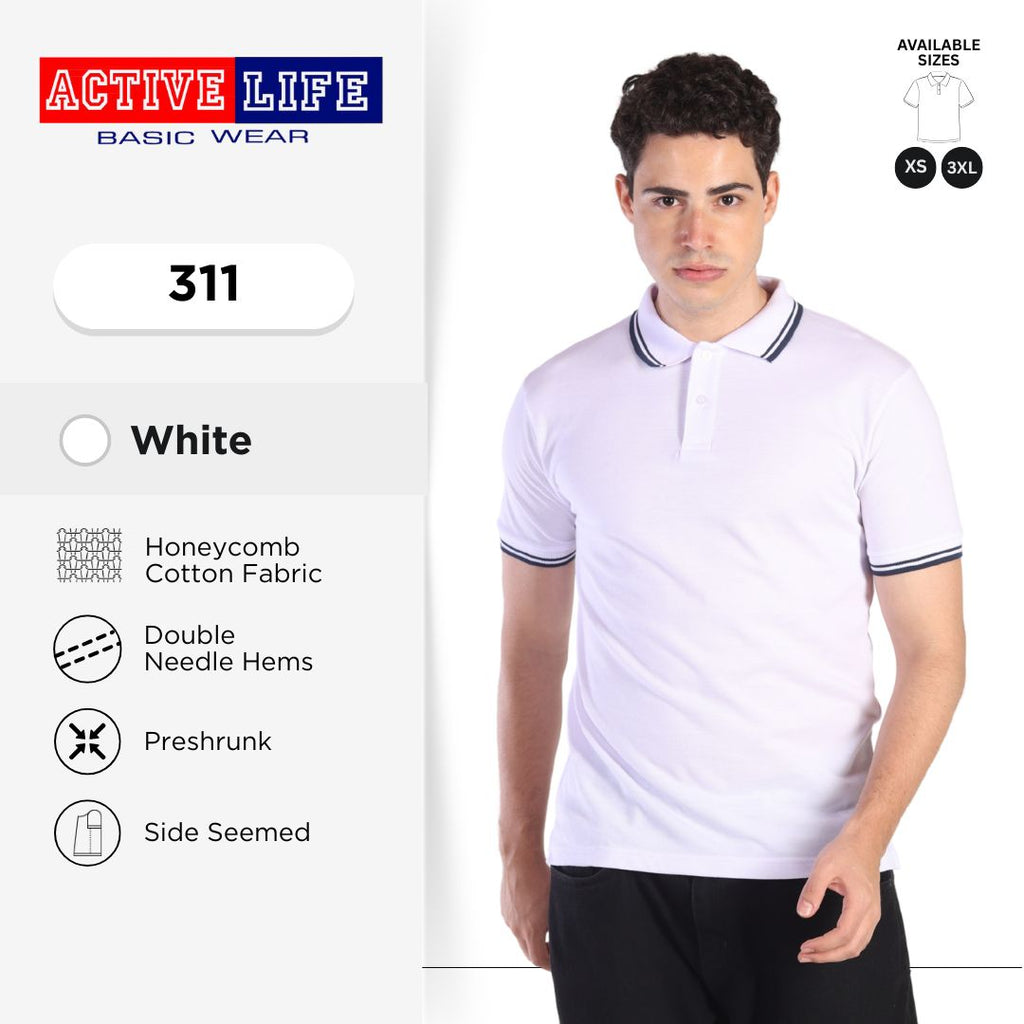 Active Life Striped Polo Shirt Unisex Casual Collared Cotton Tee