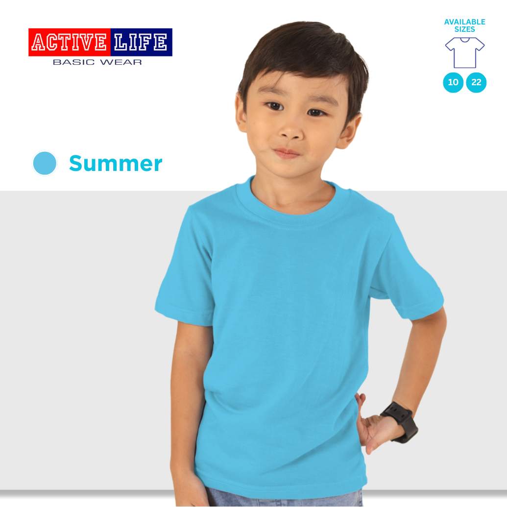 Active Life Kids Round Neck Shirt 14 Colors (Matcha, Mint Green, Lime Green, Apple, and more) Affordable Plain Kids T-Shirt | Soft and Comfortable Shirt for Boys and Girls