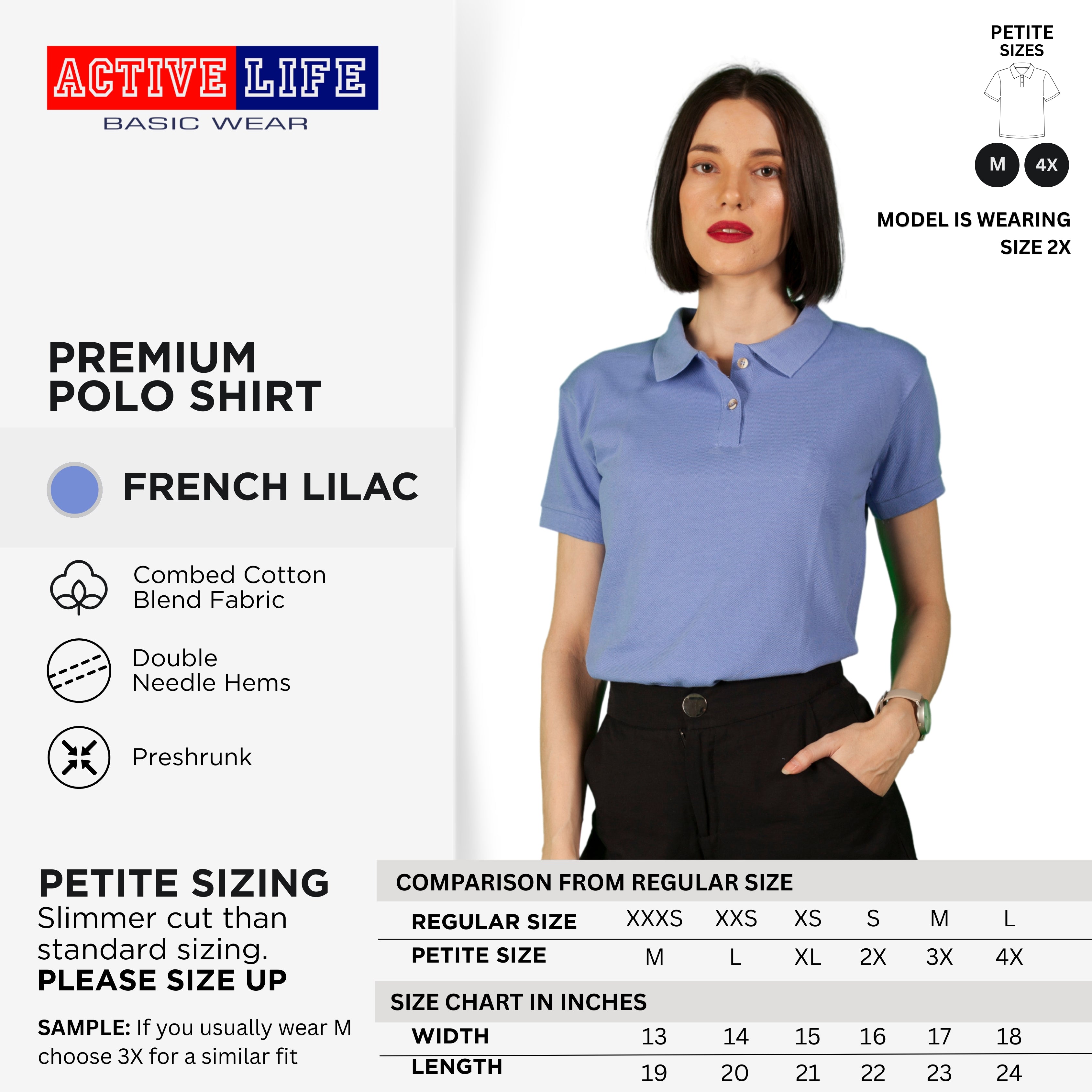 Active Life Ladies Petite Fit Honeycomb Polo Shirt Green & Blue Series