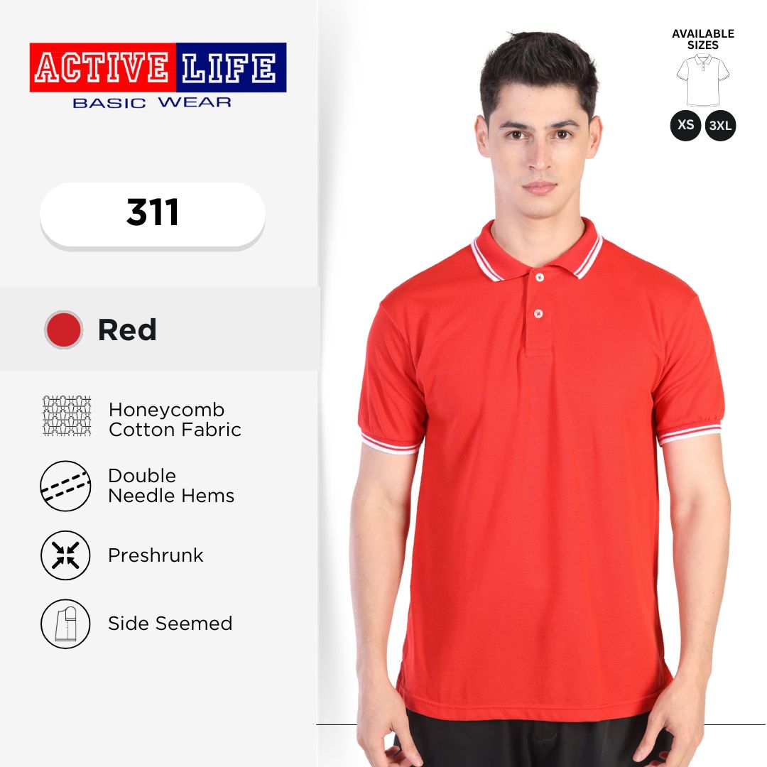 Active Life Striped Polo Shirt Unisex Casual Collared Cotton Tee