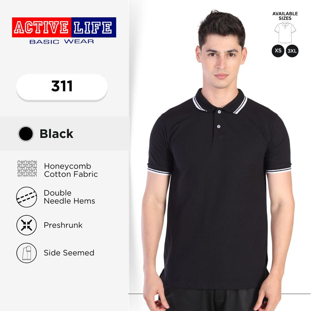 Active Life Striped Polo Shirt Unisex Casual Collared Cotton Tee