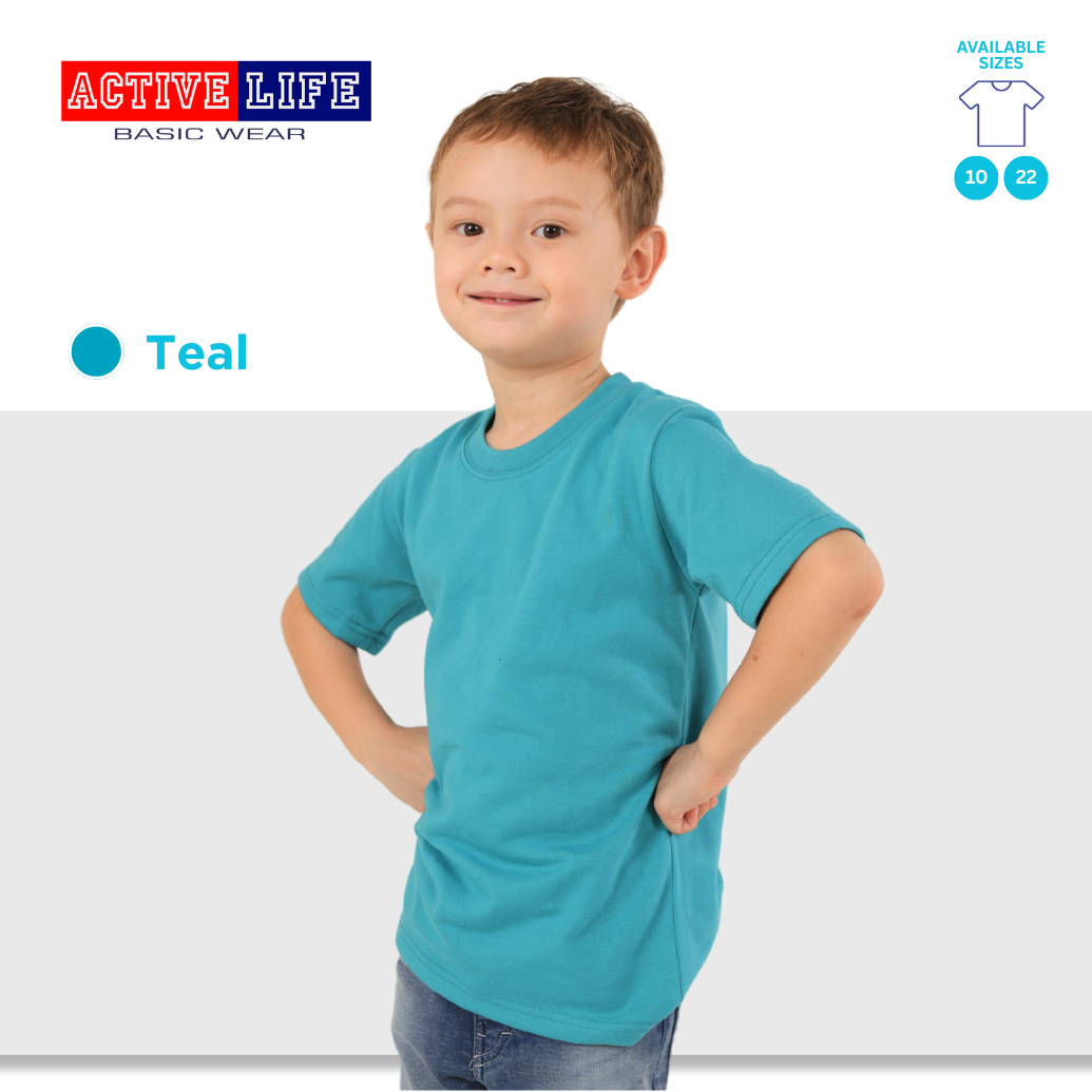 Active Life Kids Round Neck Shirt 14 Colors (Matcha, Mint Green, Lime Green, Apple, and more) Affordable Plain Kids T-Shirt | Soft and Comfortable Shirt for Boys and Girls