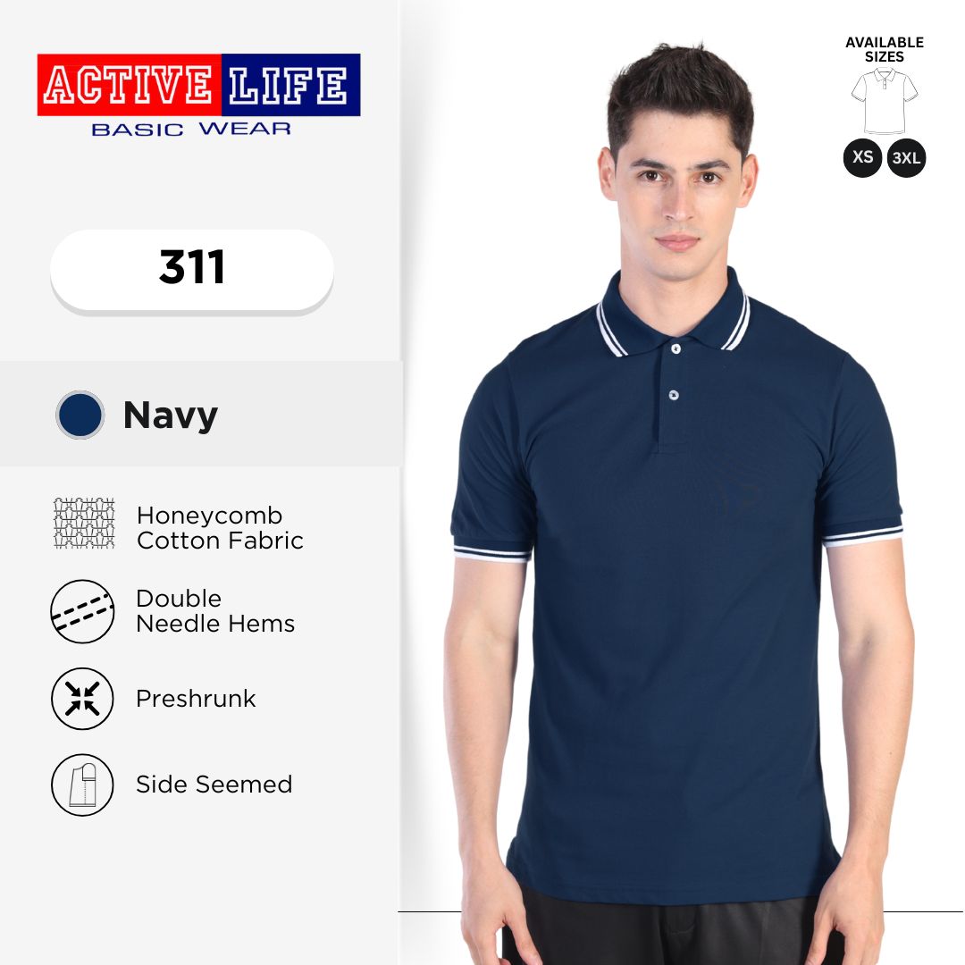 Active Life Striped Polo Shirt Unisex Casual Collared Cotton Tee