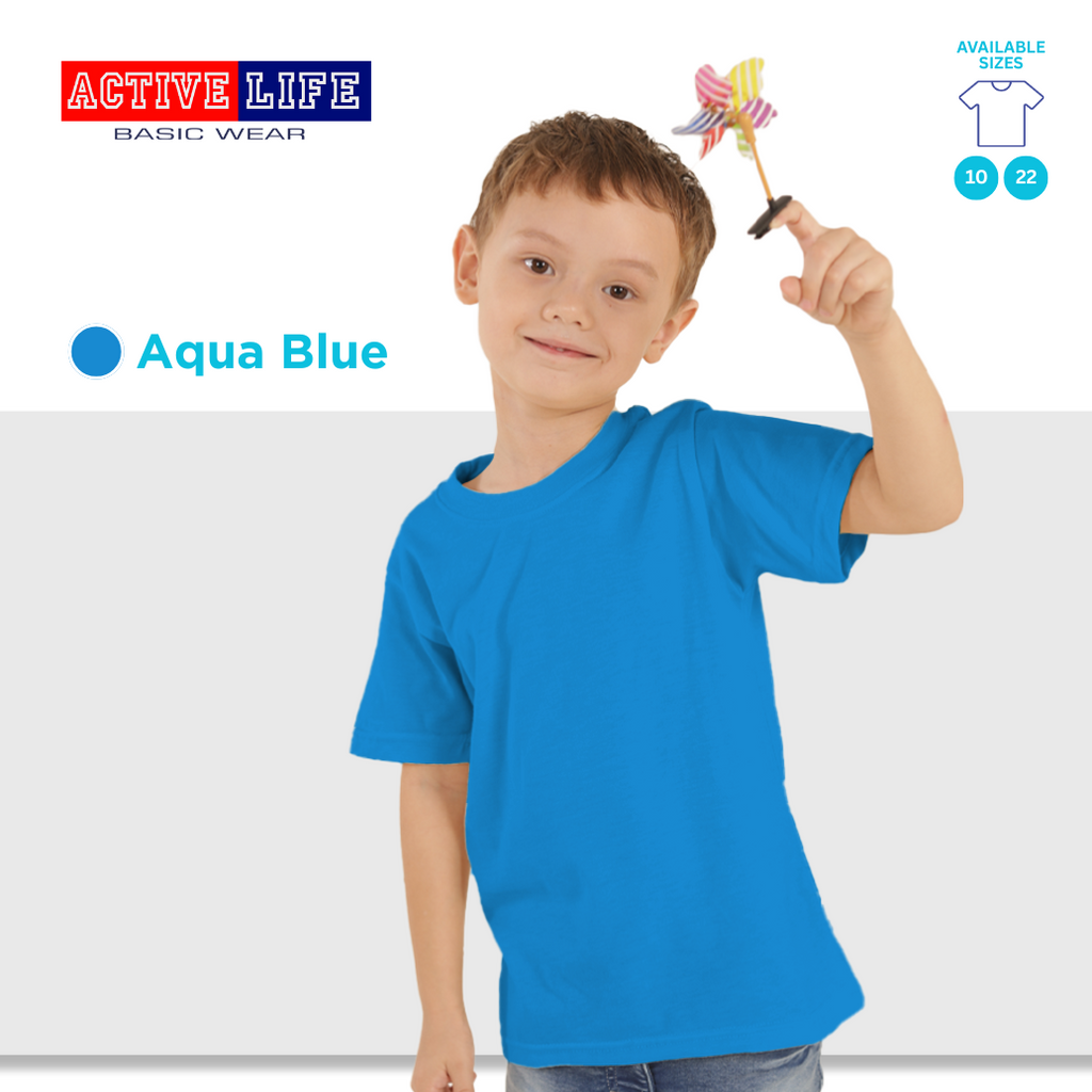 Active Life Kids Round Neck Shirt 14 Colors (Matcha, Mint Green, Lime Green, Apple, and more) Affordable Plain Kids T-Shirt | Soft and Comfortable Shirt for Boys and Girls