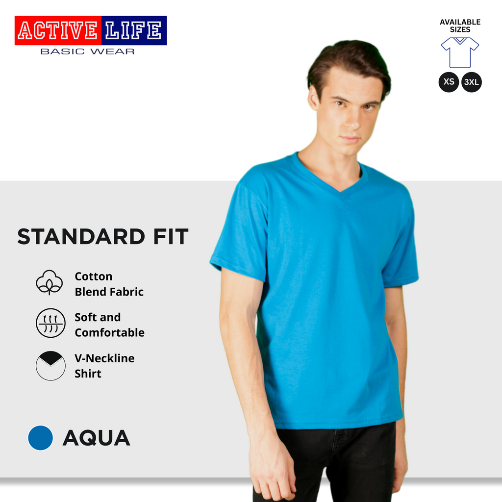 Active Life V-neck Basic Shirts Comfortable Minimalist Plain V-Neck Shirt Top for Men, Women and Plus Size (Mustard, Yellow Gold, Light Blue, Teal, and more)
