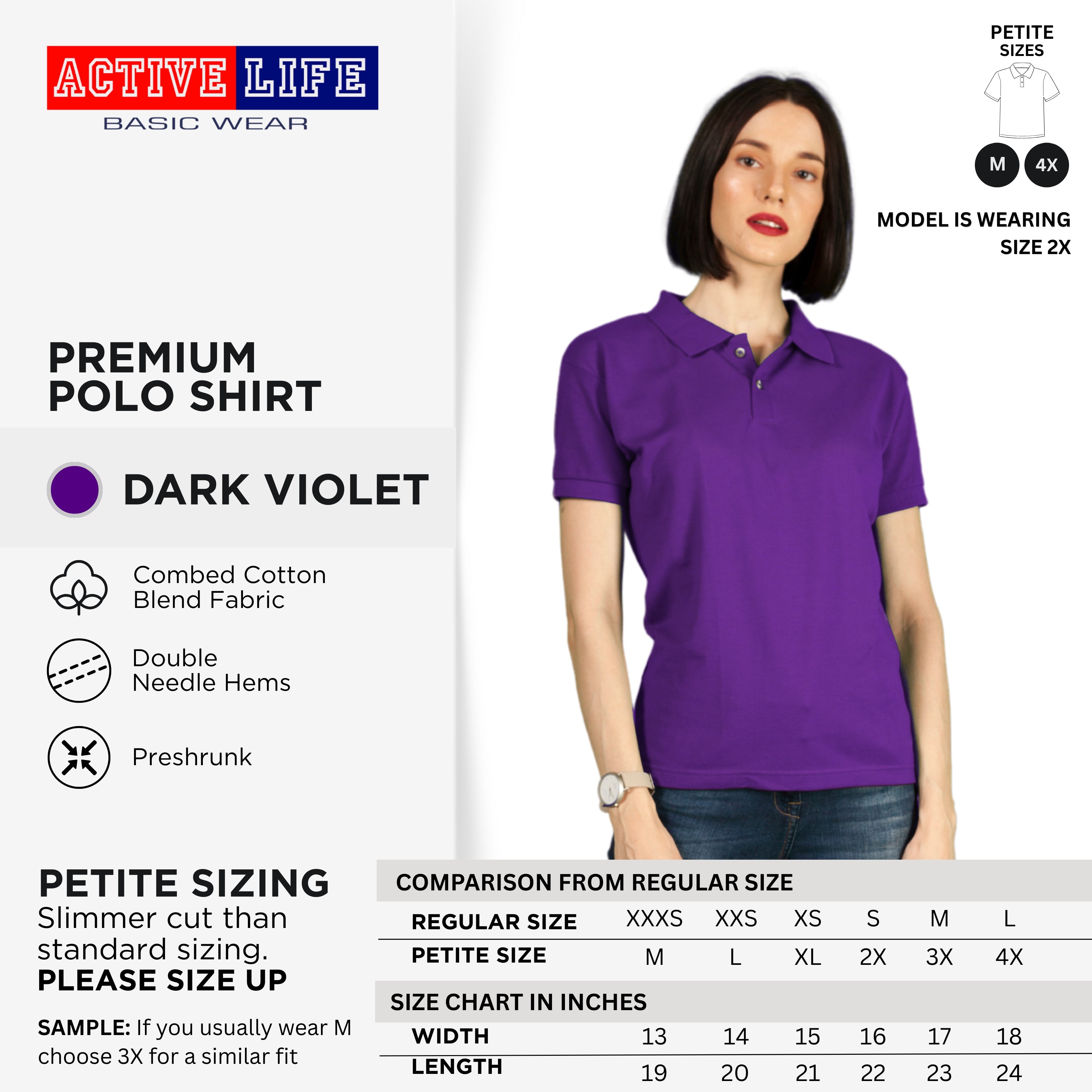 Active Life Ladies Petite Fit Honeycomb Polo Shirt Green & Blue Series