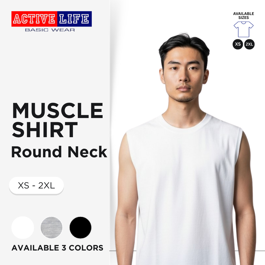 Active Life Muscle Shirt Sleeveless Round Neck Plain Cotton Gym Tank Top