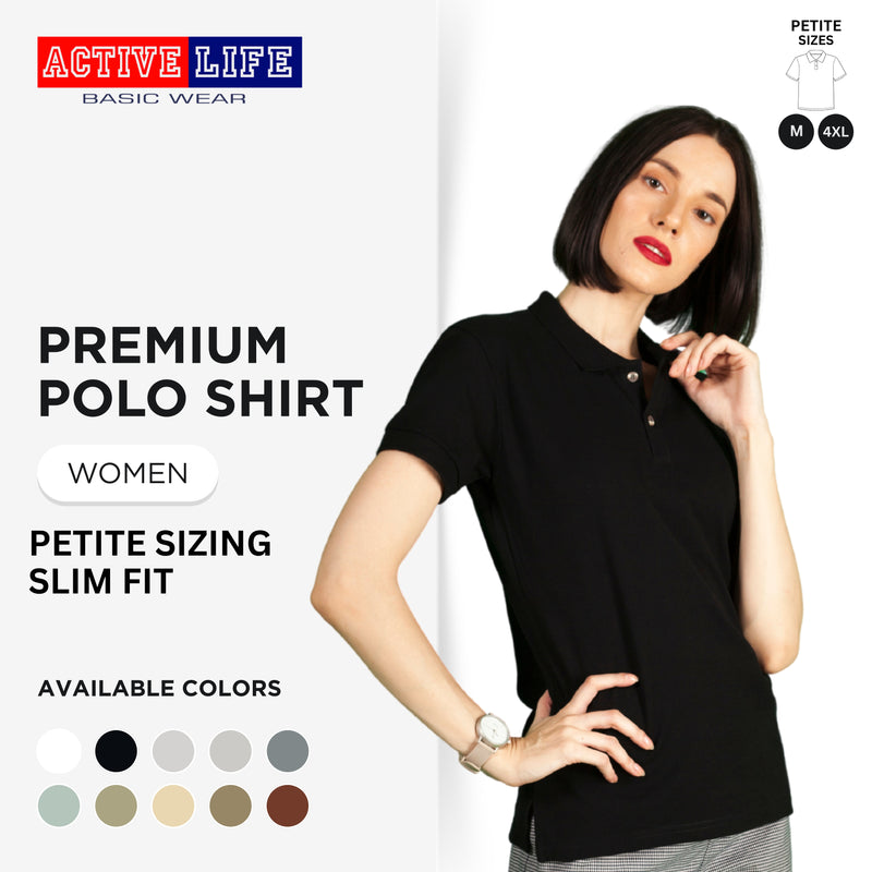 Active Life Ladies Honeycomb Polo Shirt (Petite Fit) Black & White Series