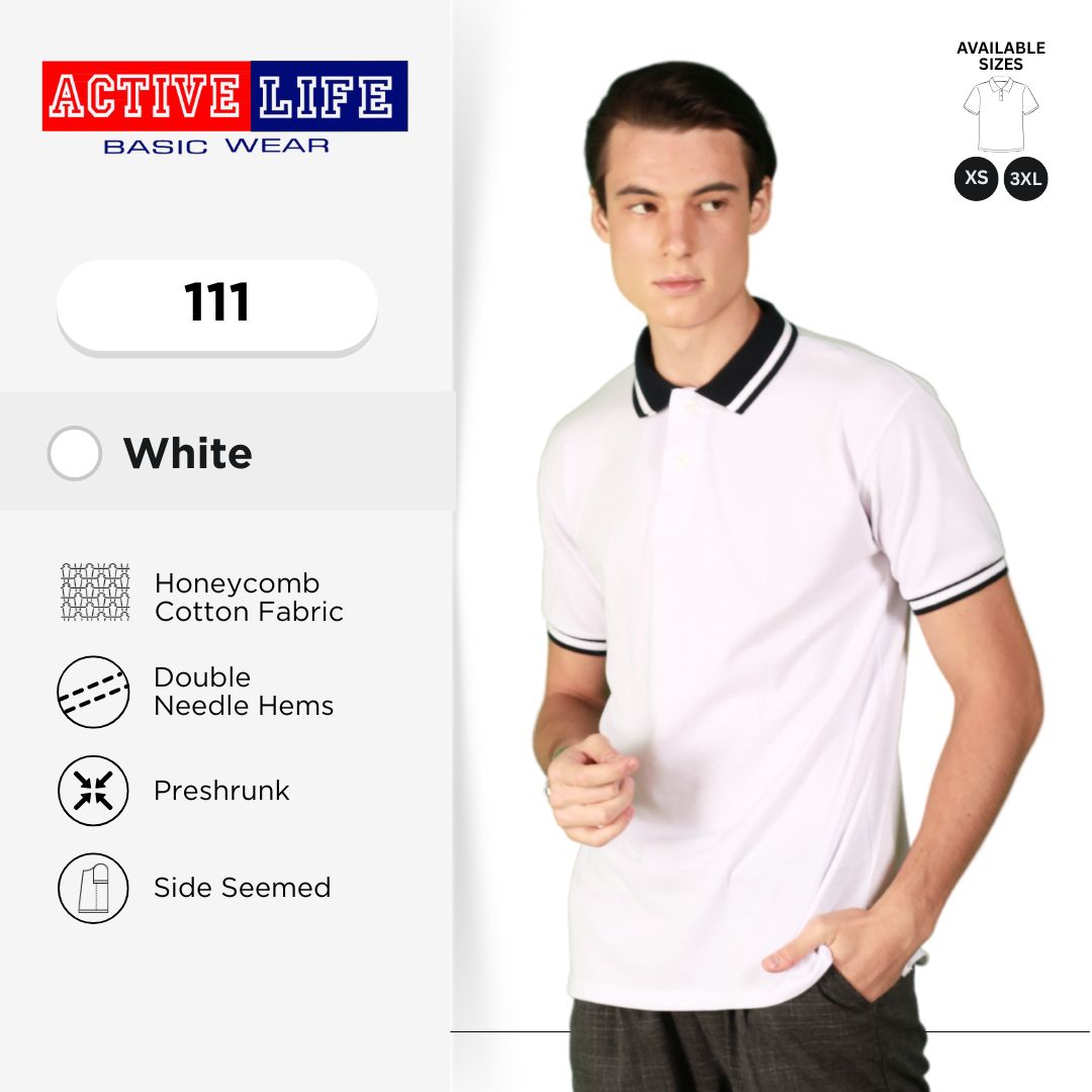 Active Life Striped Polo Shirt Unisex Casual Collared Cotton Tee