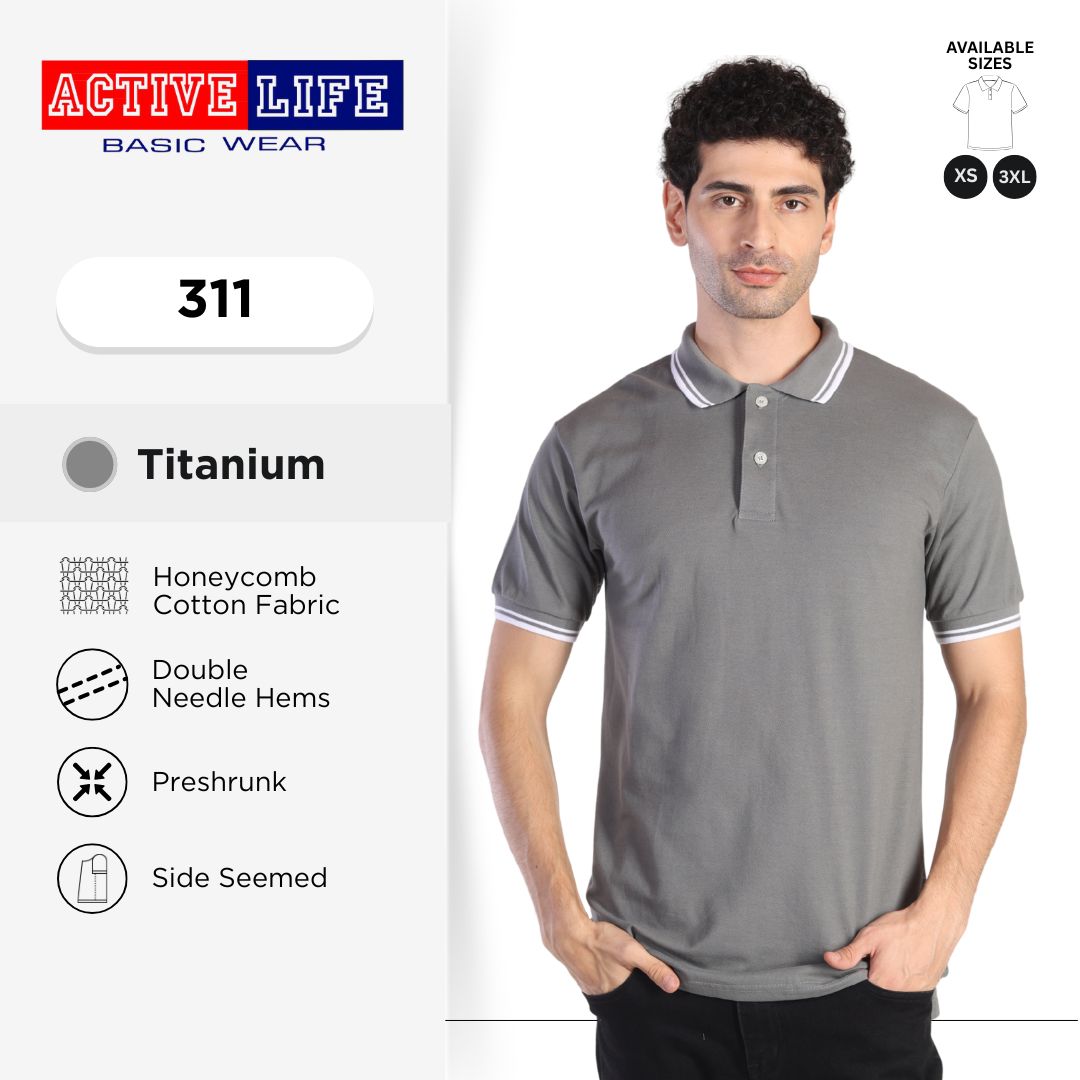Active Life Striped Polo Shirt Unisex Casual Collared Cotton Tee