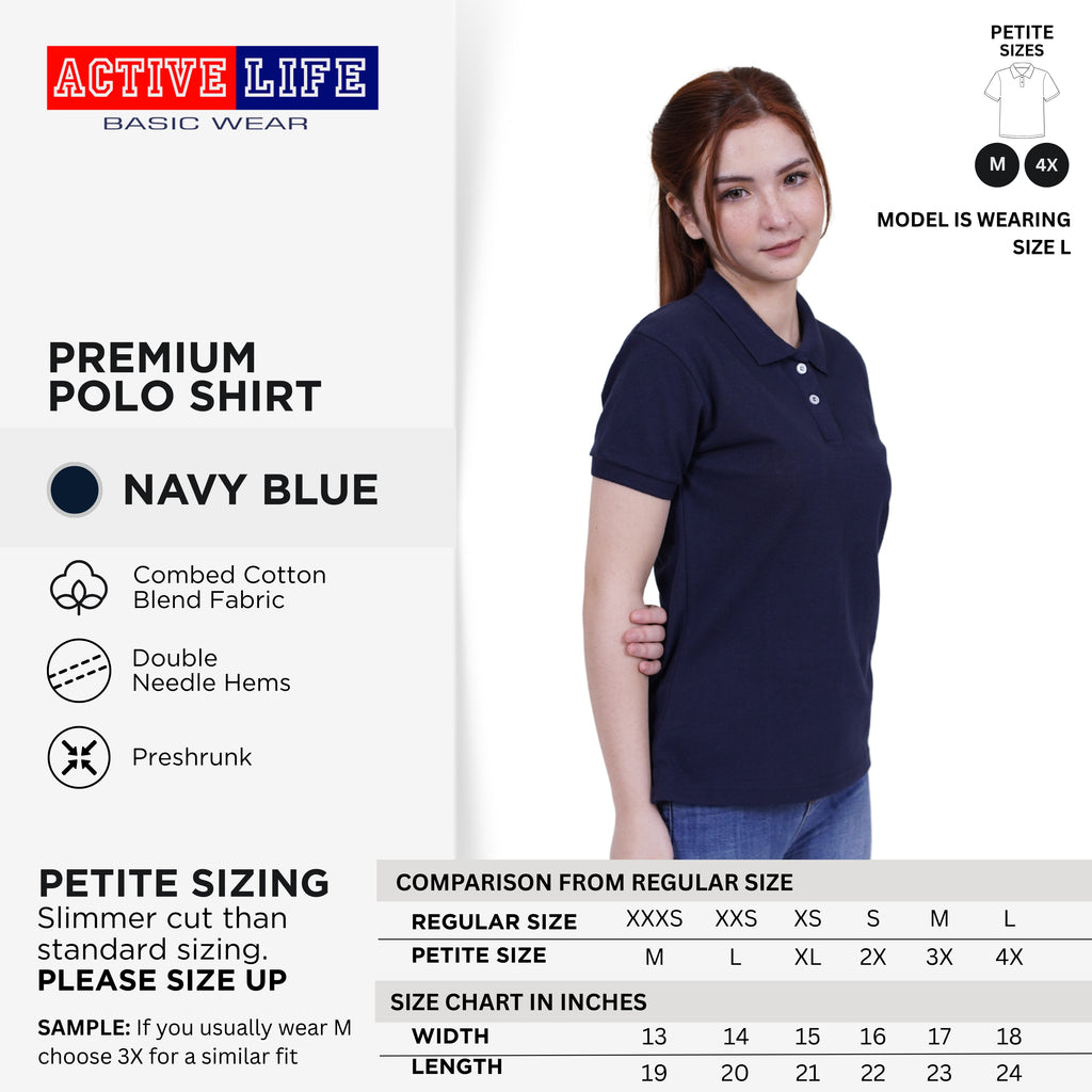Active Life Ladies Petite Fit Honeycomb Polo Shirt Green & Blue Series