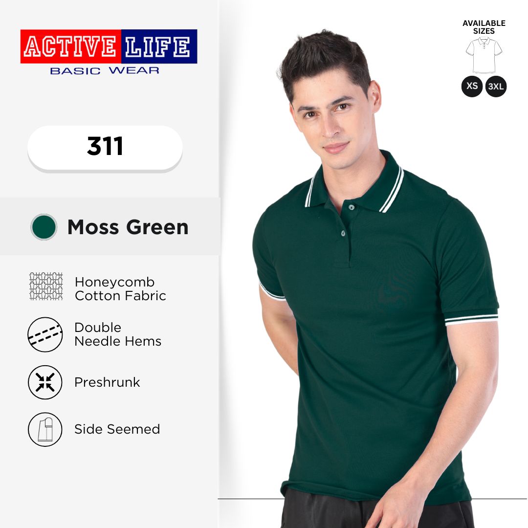 Active Life Striped Polo Shirt Unisex Casual Collared Cotton Tee