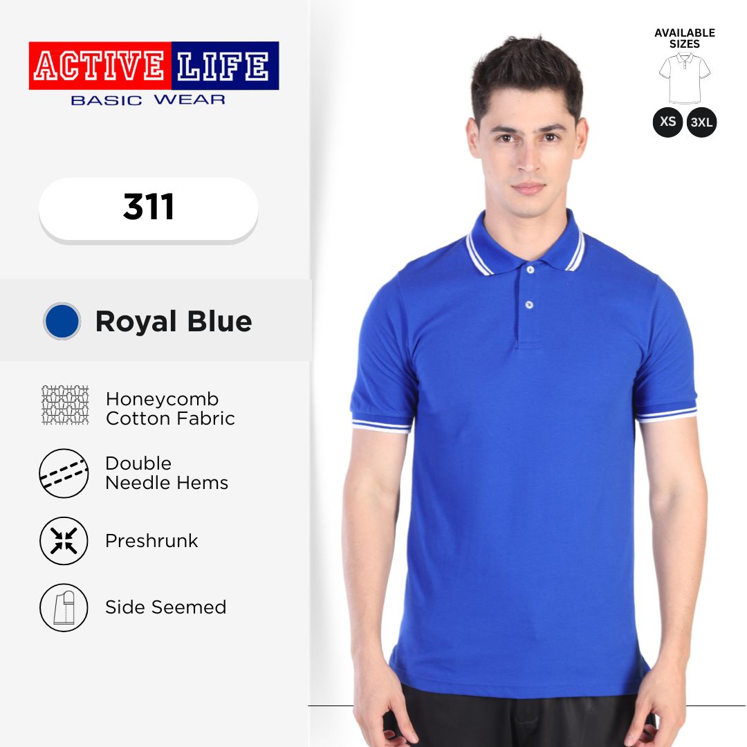 Active Life Striped Polo Shirt Unisex Casual Collared Cotton Tee
