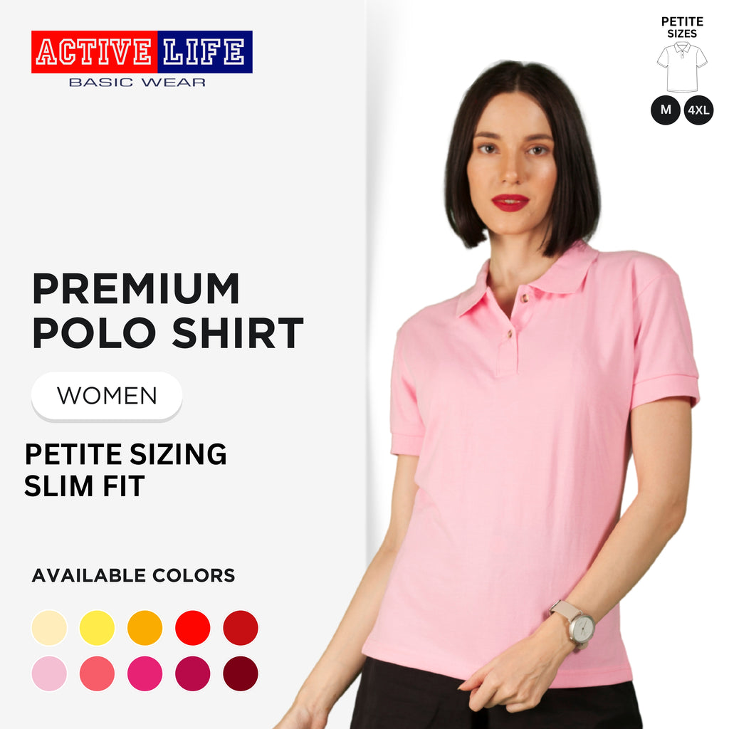 Active Life Ladies Petite Fit Honeycomb Polo Shirt Yellow & Red Series