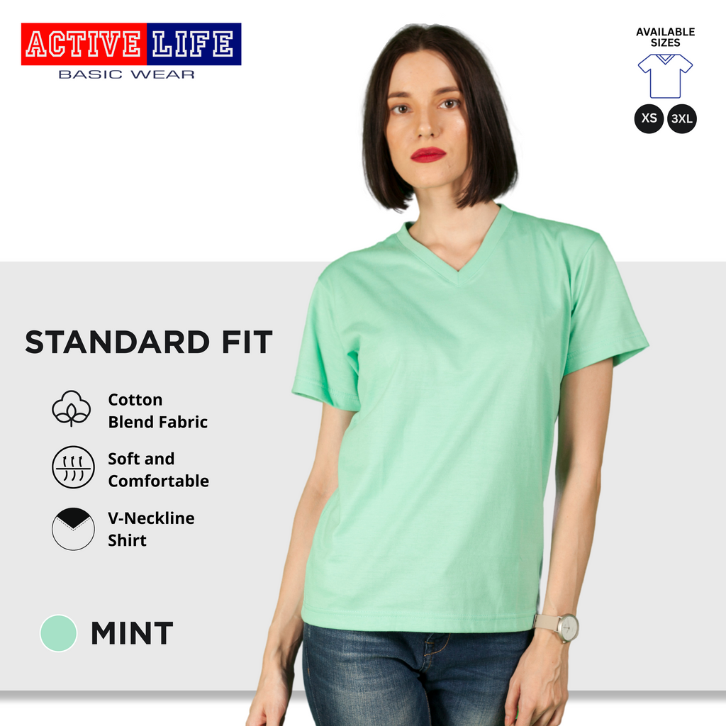 Active Life V-neck Basic Shirts Comfortable Minimalist Plain V-Neck Shirt Top for Men, Women and Plus Size (Emerald Green, Royal Blue, Dark Violet, and more)