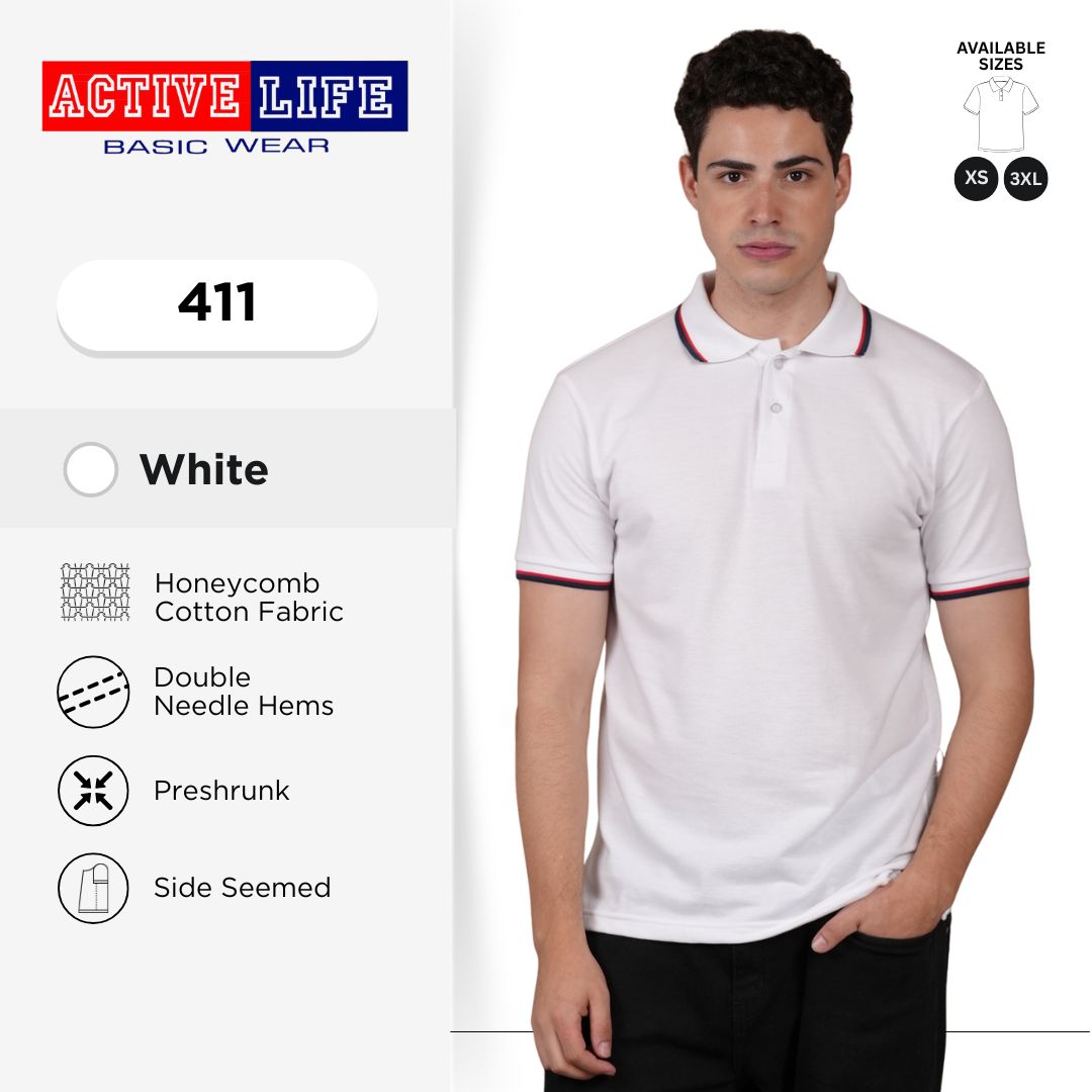 Active Life Striped Polo Shirt Unisex Casual Collared Cotton Tee