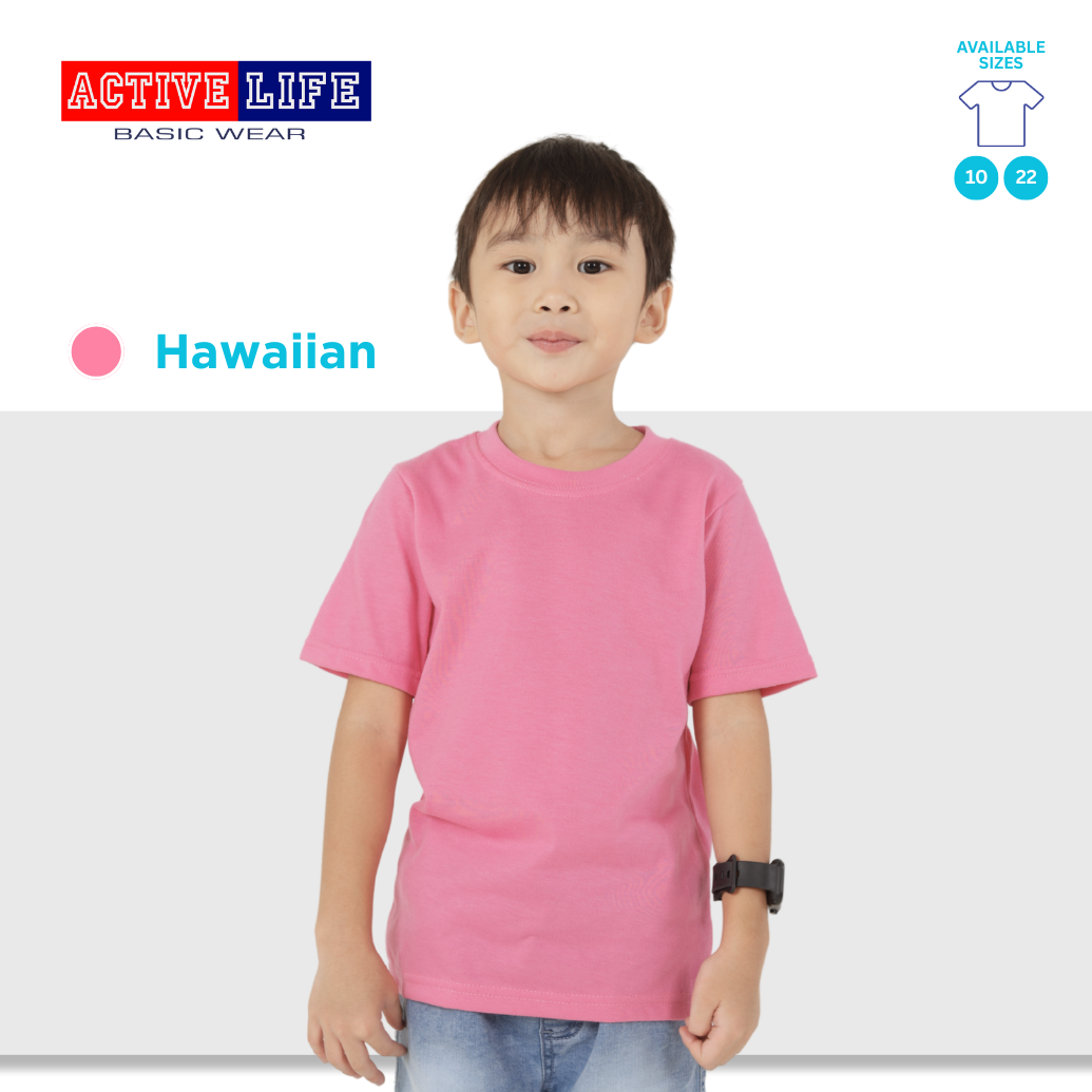 Active Life Kids Round Neck Shirt 11 Colors (Lt. Pink, Coral, Hawaiian, Crimson, Salmon, and more) Affordable Plain Kids T-Shirt | Soft and Comfortable Shirt for Boys and Girls