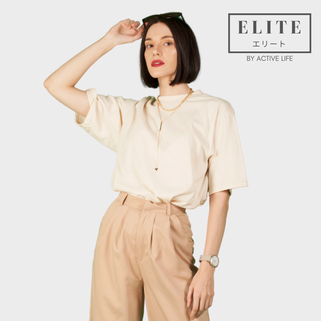 Elite Affordable Plain Oversized Shirt Basic Fashion for Men and Women - Cream