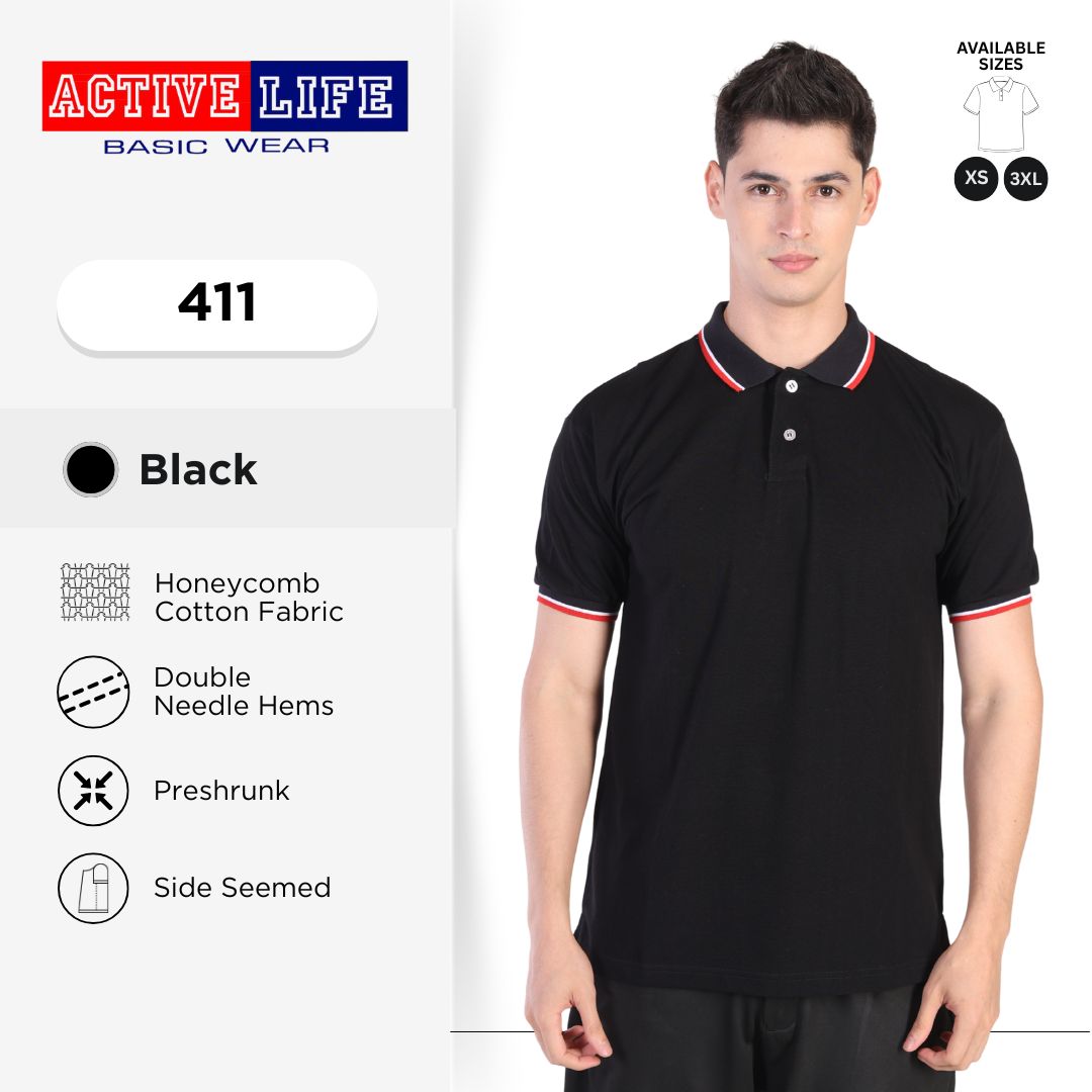 Active Life Striped Polo Shirt Unisex Casual Collared Cotton Tee