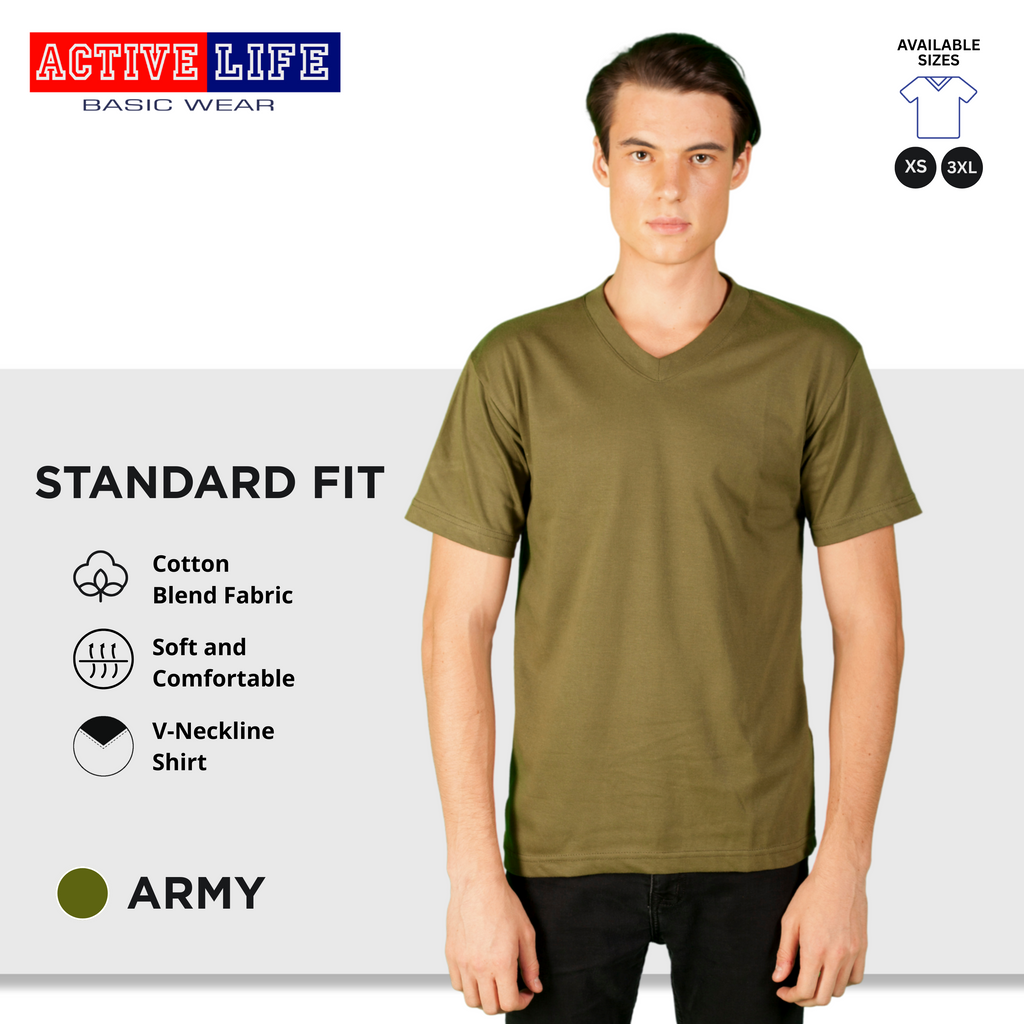 Active Life V-neck Basic Shirts Comfortable Minimalist Plain V-Neck Shirt Top for Men, Women and Plus Size (Emerald Green, Royal Blue, Dark Violet, and more)