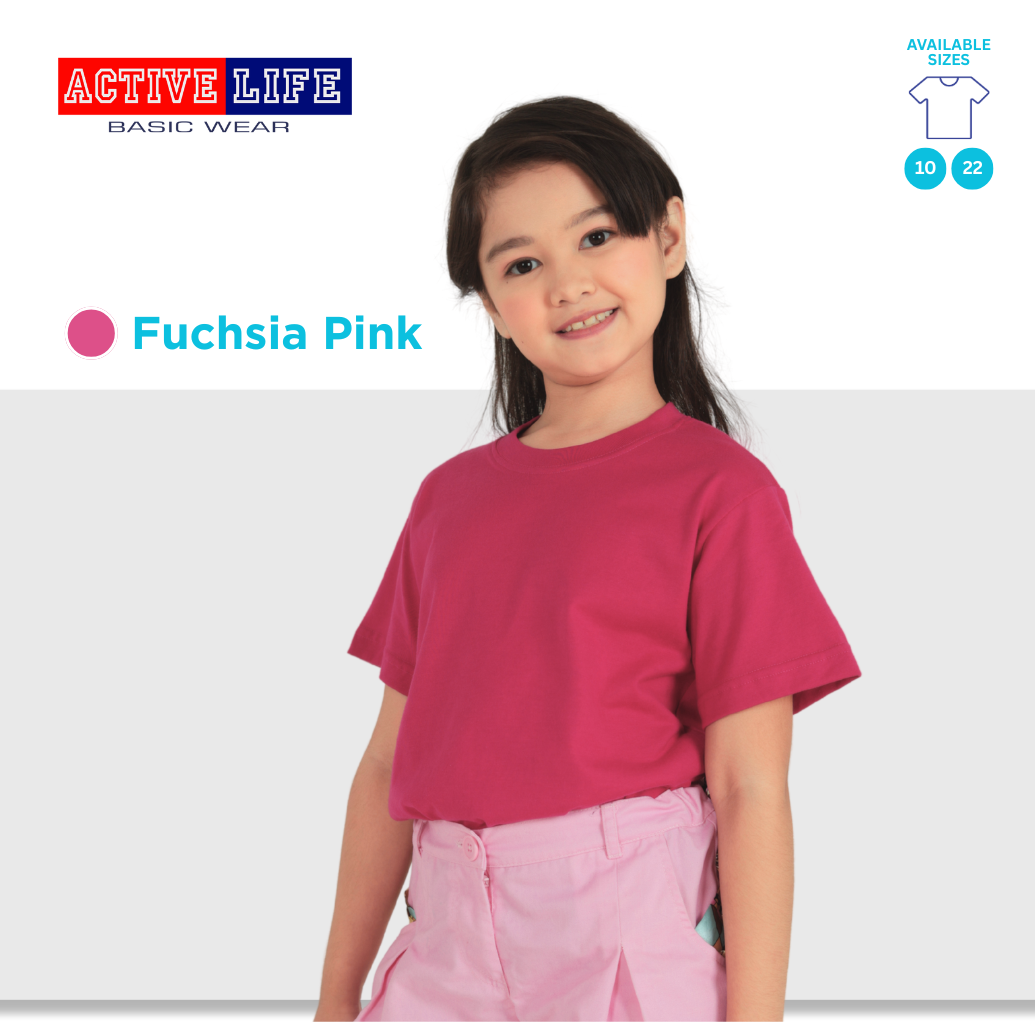 Active Life Kids Round Neck Shirt 11 Colors (Lt. Pink, Coral, Hawaiian, Crimson, Salmon, and more) Affordable Plain Kids T-Shirt | Soft and Comfortable Shirt for Boys and Girls