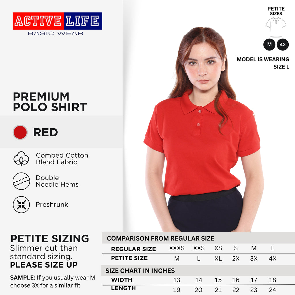 Active Life Ladies Petite Fit Honeycomb Polo Shirt Yellow & Red Series