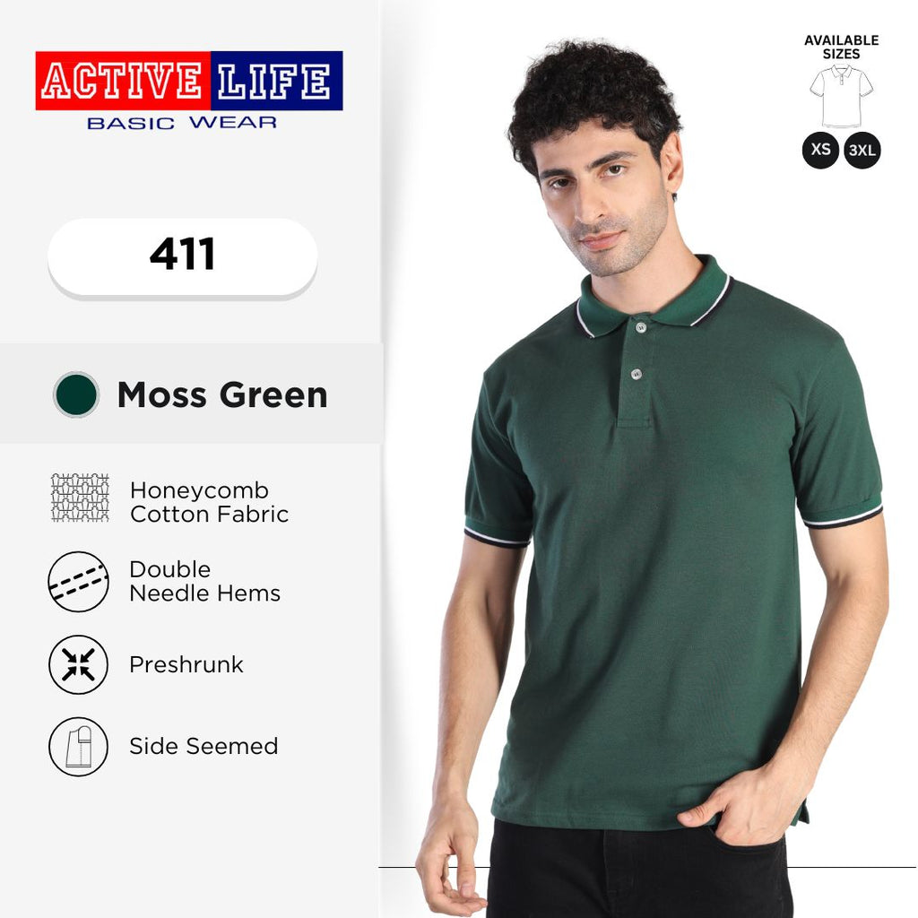 Active Life Striped Polo Shirt Unisex Casual Collared Cotton Tee