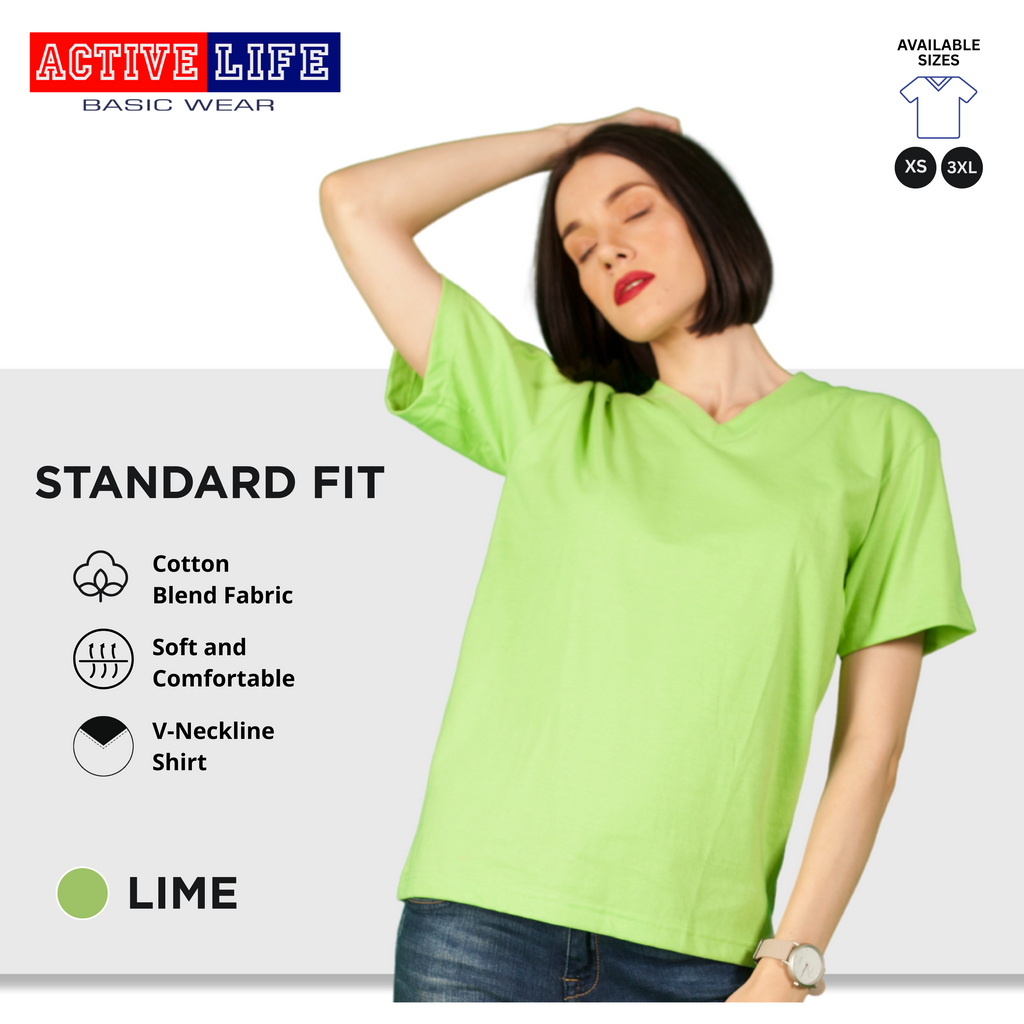 Active Life V-neck Basic Shirts Comfortable Minimalist Plain V-Neck Shirt Top for Men, Women and Plus Size (Emerald Green, Royal Blue, Dark Violet, and more)