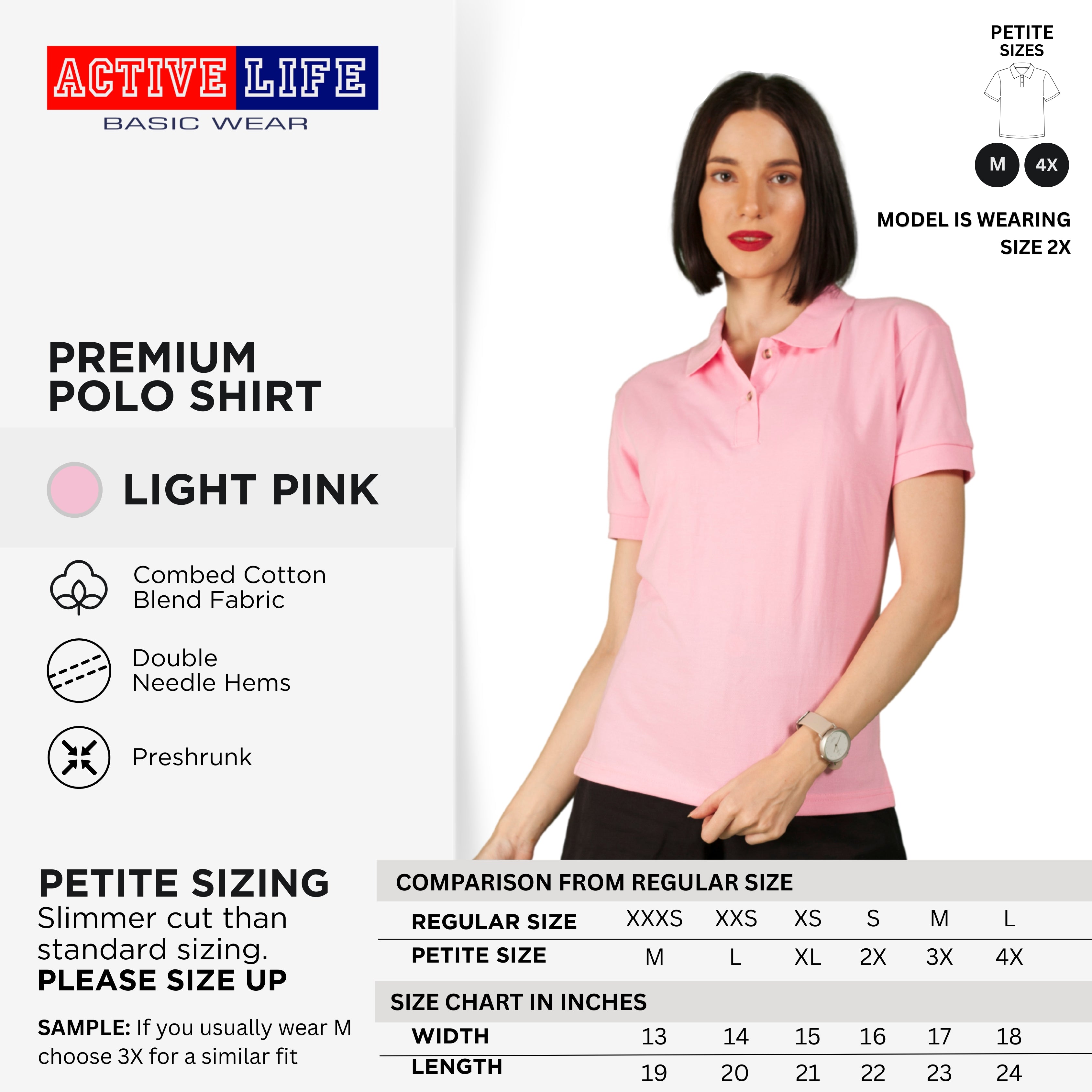 Active Life Ladies Petite Fit Honeycomb Polo Shirt Yellow & Red Series