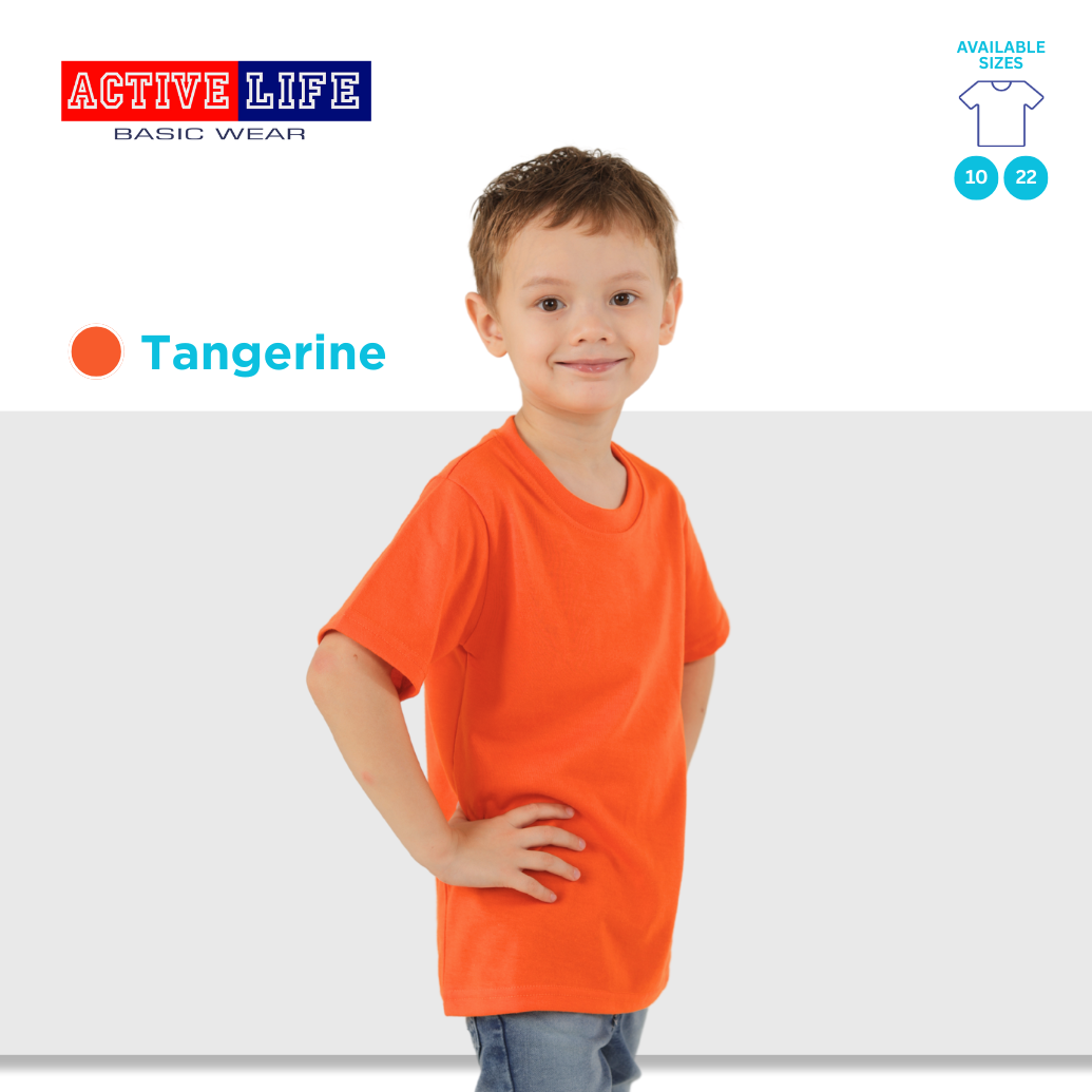 Active Life Kids Round Neck Shirt 11 Colors (Lt. Pink, Coral, Hawaiian, Crimson, Salmon, and more) Affordable Plain Kids T-Shirt | Soft and Comfortable Shirt for Boys and Girls