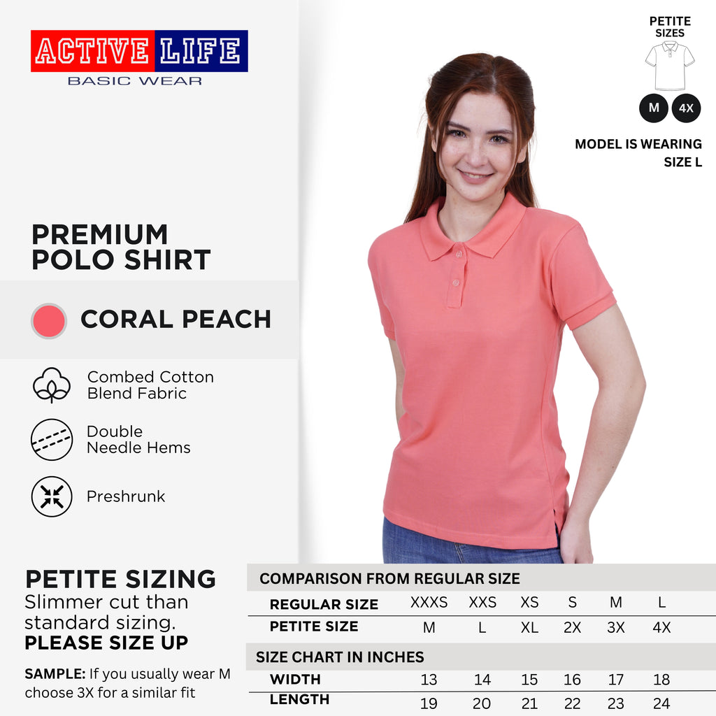 Active Life Ladies Petite Fit Honeycomb Polo Shirt Yellow & Red Series