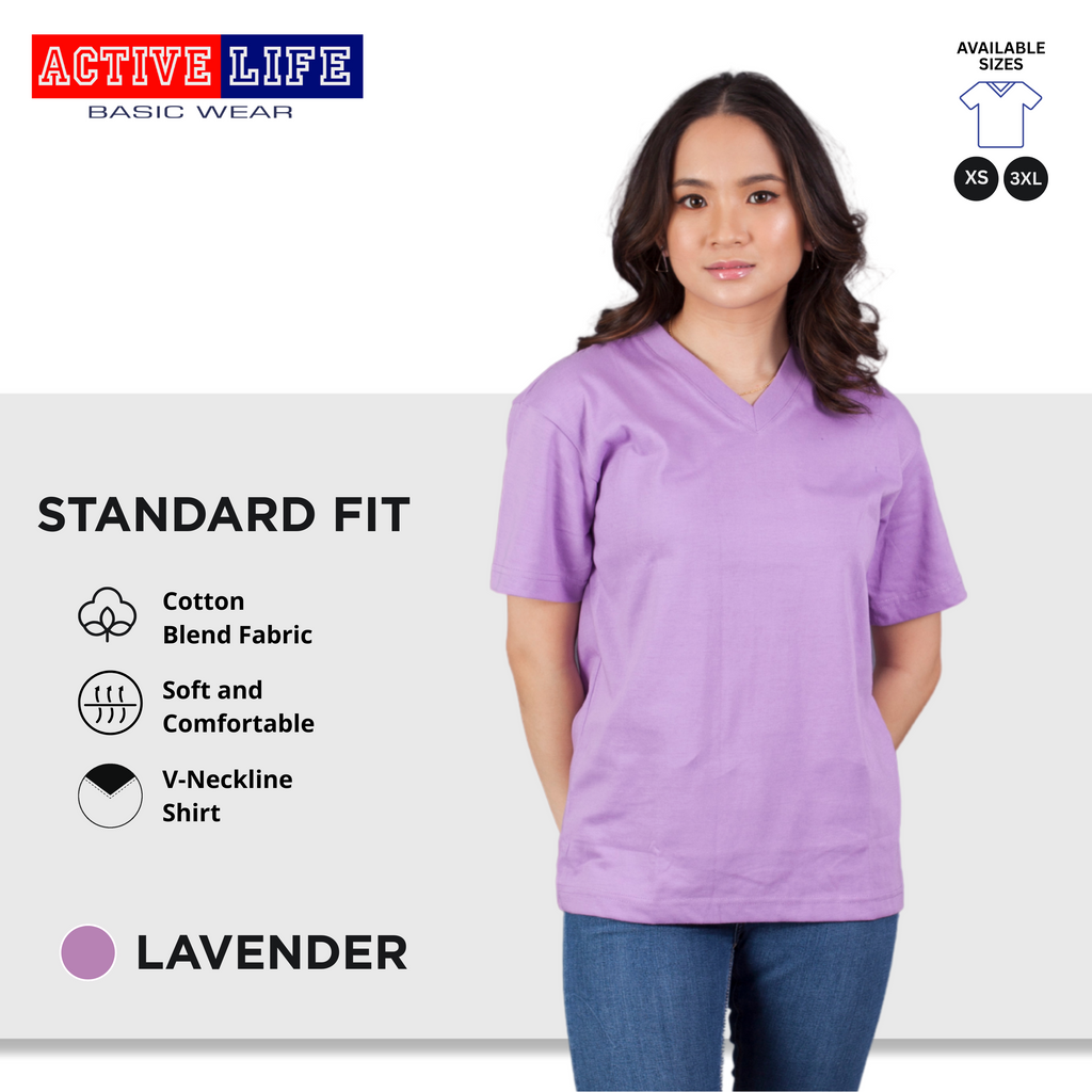 Active Life V-neck Basic Shirts Comfortable Minimalist Plain V-Neck Shirt Top for Men, Women and Plus Size (Emerald Green, Royal Blue, Dark Violet, and more)