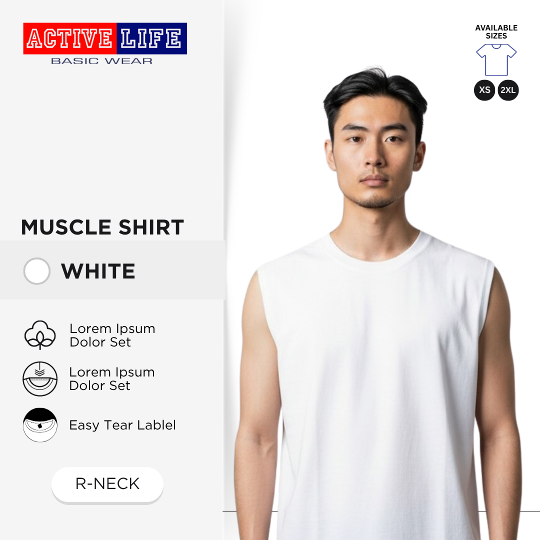 Active Life Muscle Shirt Sleeveless Round Neck Plain Cotton Gym Tank Top