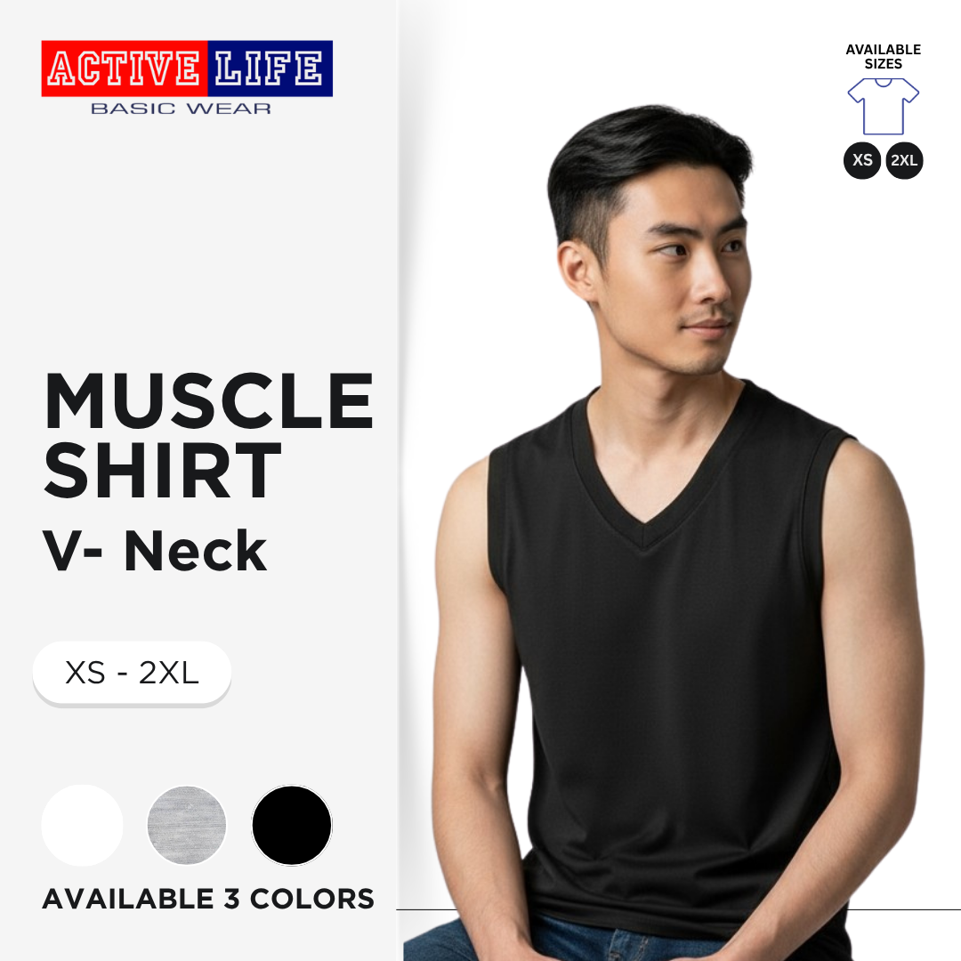 Active Life Muscle Shirt Sleeveless V Neck Plain Cotton Gym Tank Top