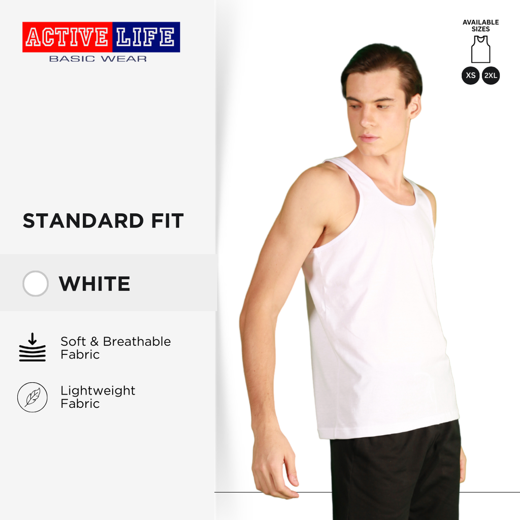 Active Life Premium Cotton Sando For Men in 5 Colors XS-2XL Menswear Soft Fabric Sleeveless Casual Tops