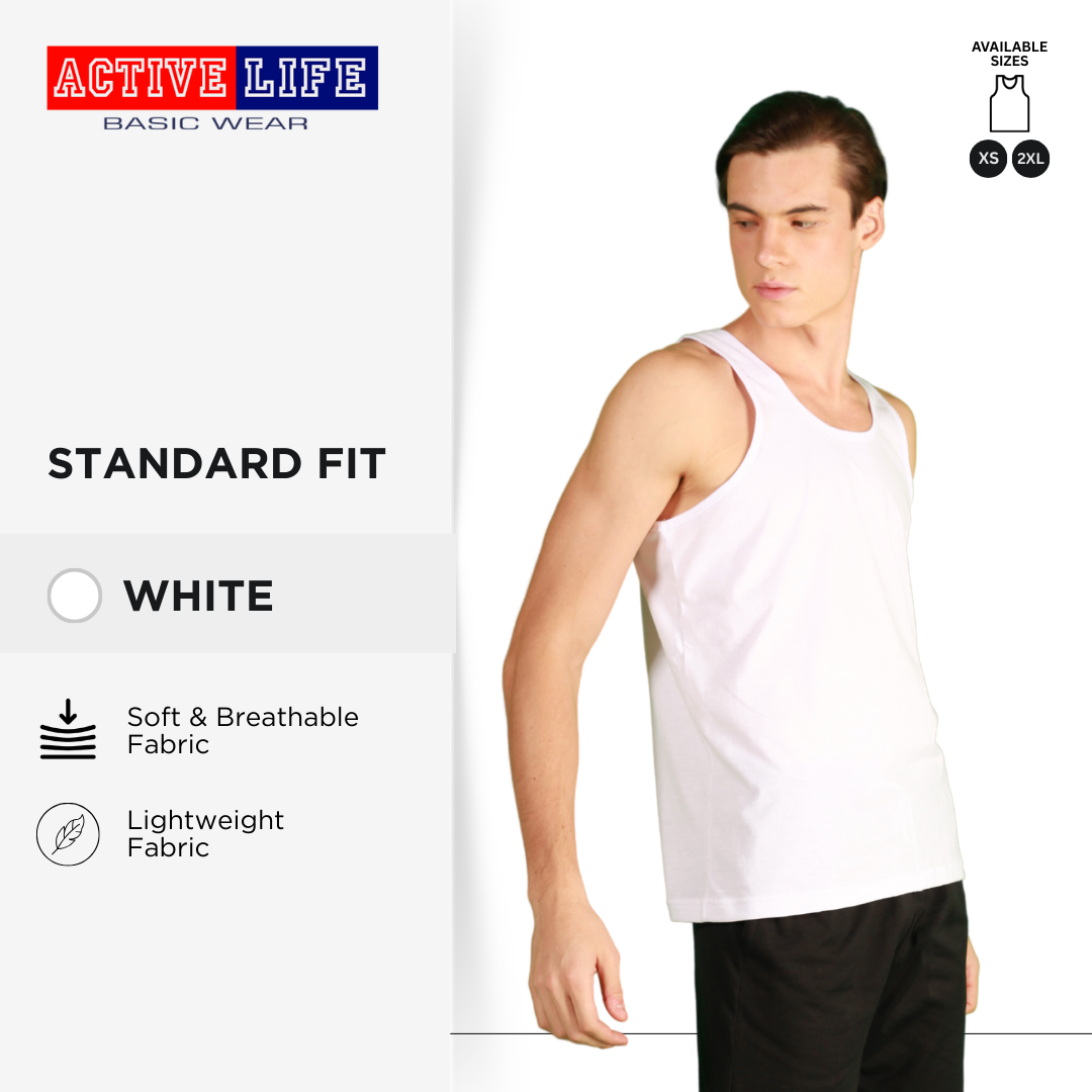 Active Life Premium Cotton Sando For Men in 5 Colors XS-2XL Menswear Soft Fabric Sleeveless Casual Tops