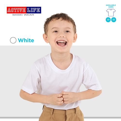 Active Life Kids Round Neck Shirt (White, Ash Gray, Stone Gray, Smoke Gray, and Black) Affordable Plain Kids T-Shirt | Soft and Comfortable Shirt for Boys and Girls