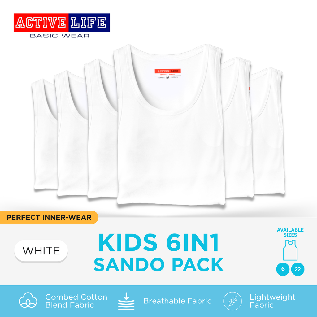 Active Life Kids Plain Sando Sleeveless Shirt Cotton Boys